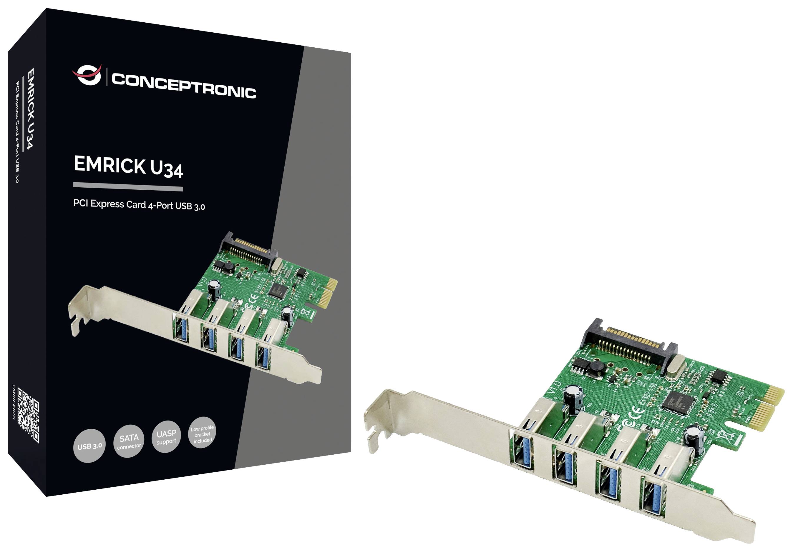 Conceptronic EMRICK U34, 4-Port-USB-3.0 PCI-Express-Karte PCI-Express Karte PCIe