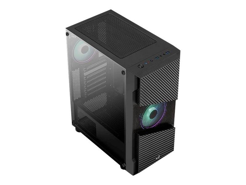 AeroCool Menace Saturn RGB - Tempered Glass Edition - Tower - ATX - Seitenteil mit Fenster (gehärtetes Glas)