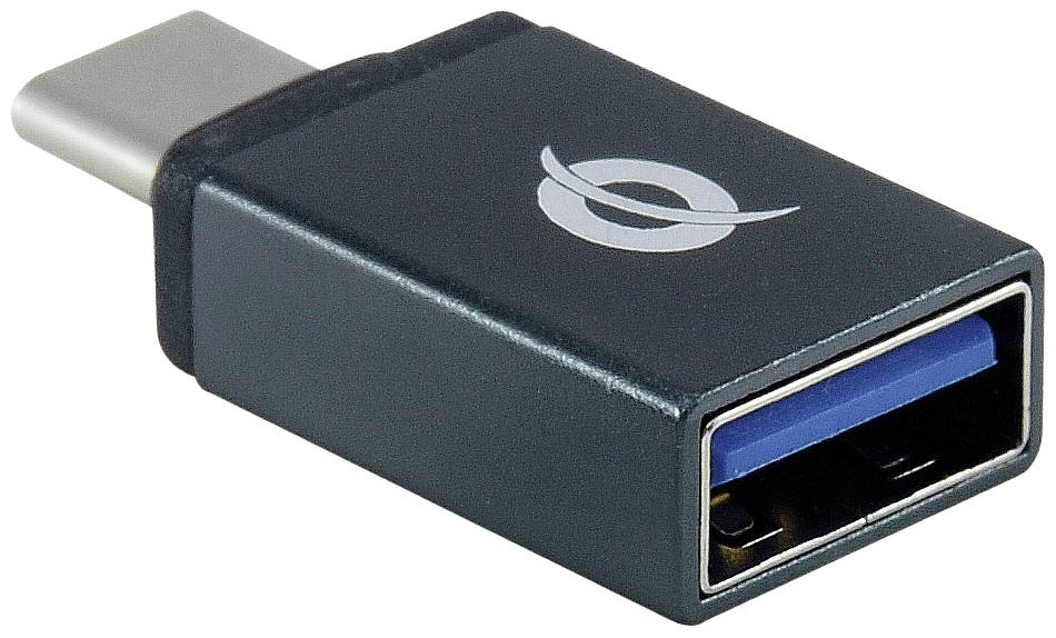USB-C-zu-USB-A-Adapter in Schwarz. Ermöglicht den Anschluss von USB-A-Geräten an USB-C-Anschlüsse.