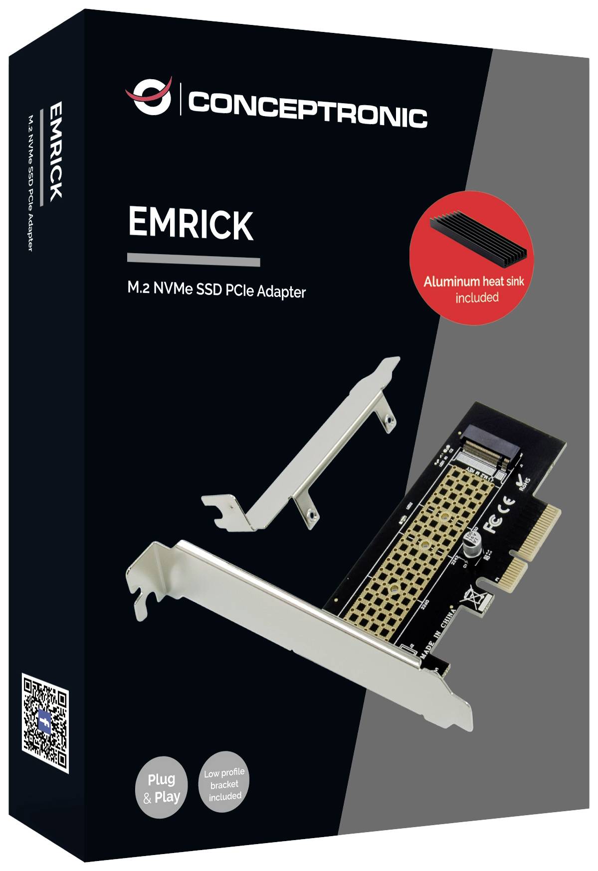 Conceptronic EMRICK M.2-NVMe-SSD-PCIe-Adapter PCI-Express Karte PCIe