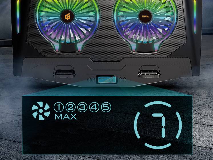 Conceptronic THYIA ERGO Gaming-Notebook Kühlständer mit 2 Lüftern Notebook-Ständer mit Kühlfunktion