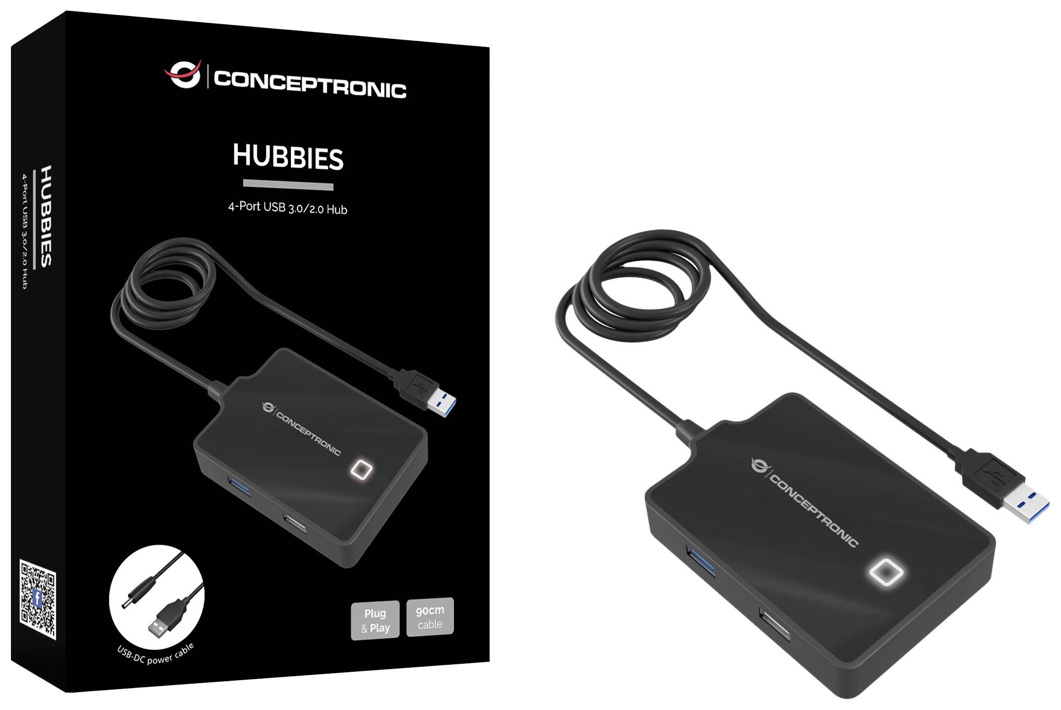 Conceptronic HUBBIES10B USB 3.1 Gen 1-Hub Schwarz