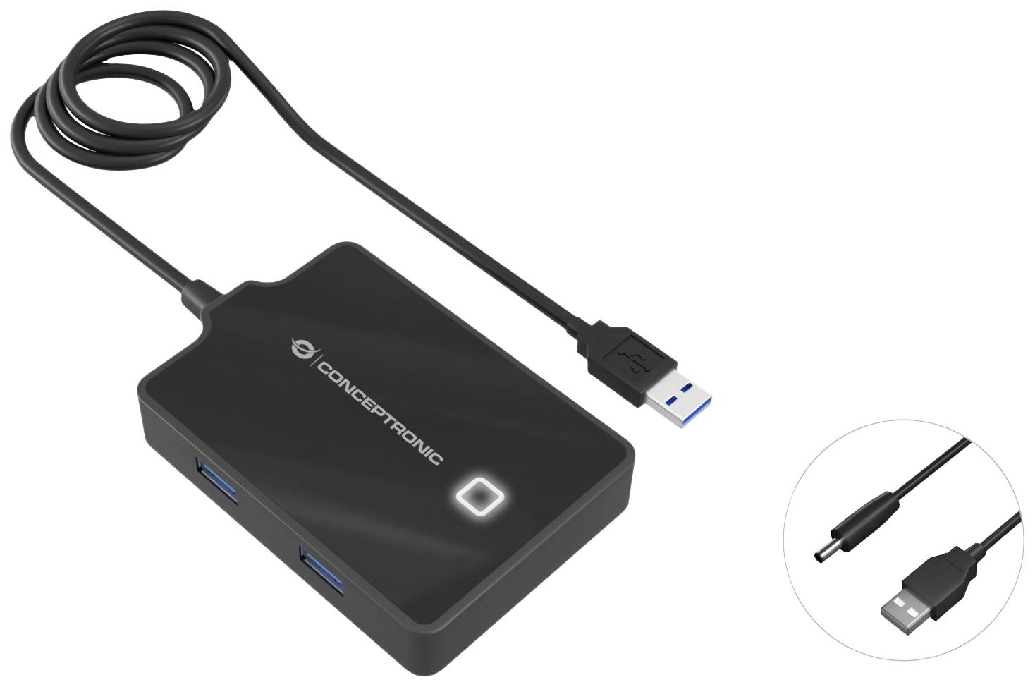 Conceptronic HUBBIES11B USB-Hub 4 Port USB-A USB 3.1 Gen1 5 GBit/s Schwarz HUBBIES11B