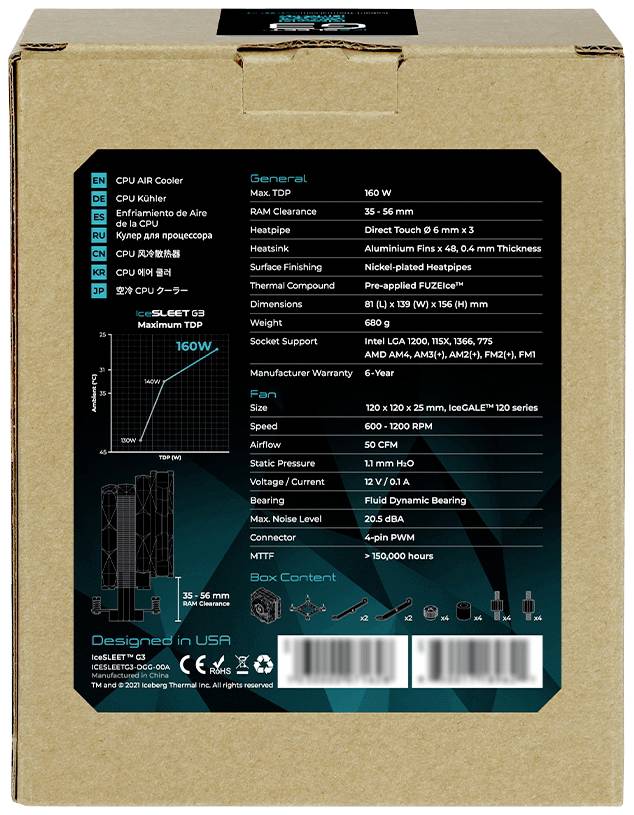 Iceberg Thermal IceSLEET G3 CPU-Kühler mit Lüfter AMD® AM2, AMD® AM2+, AMD® AM3, AMD® AM3+, AMD® AM4, AMD® AM5, AMD® FM1, AMD® FM2, AMD® F