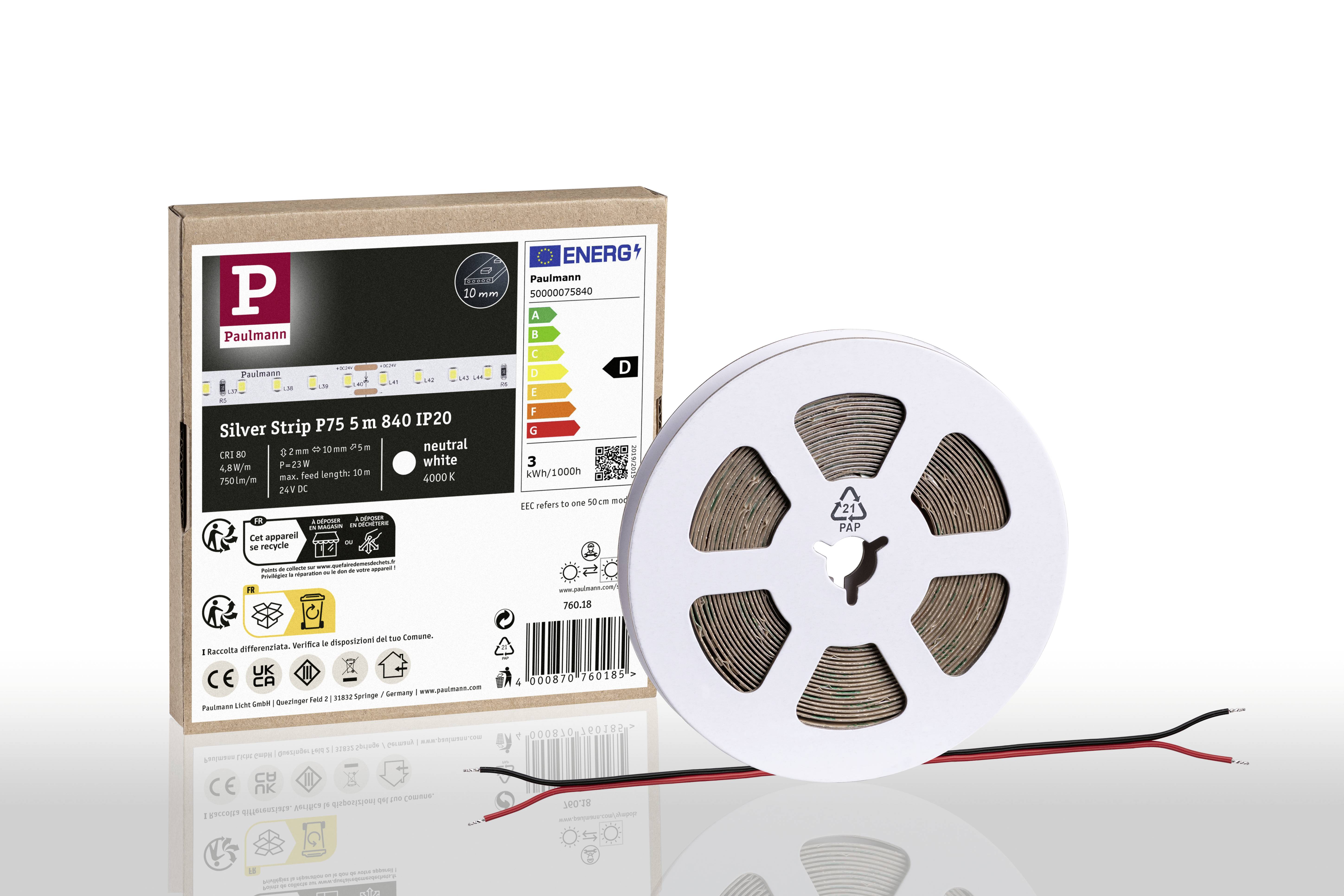 Paulmann Strip Silver P75 76018 LED-Streifen EEK: D (A - G) 24V 5000mm Neutralweiß 5m