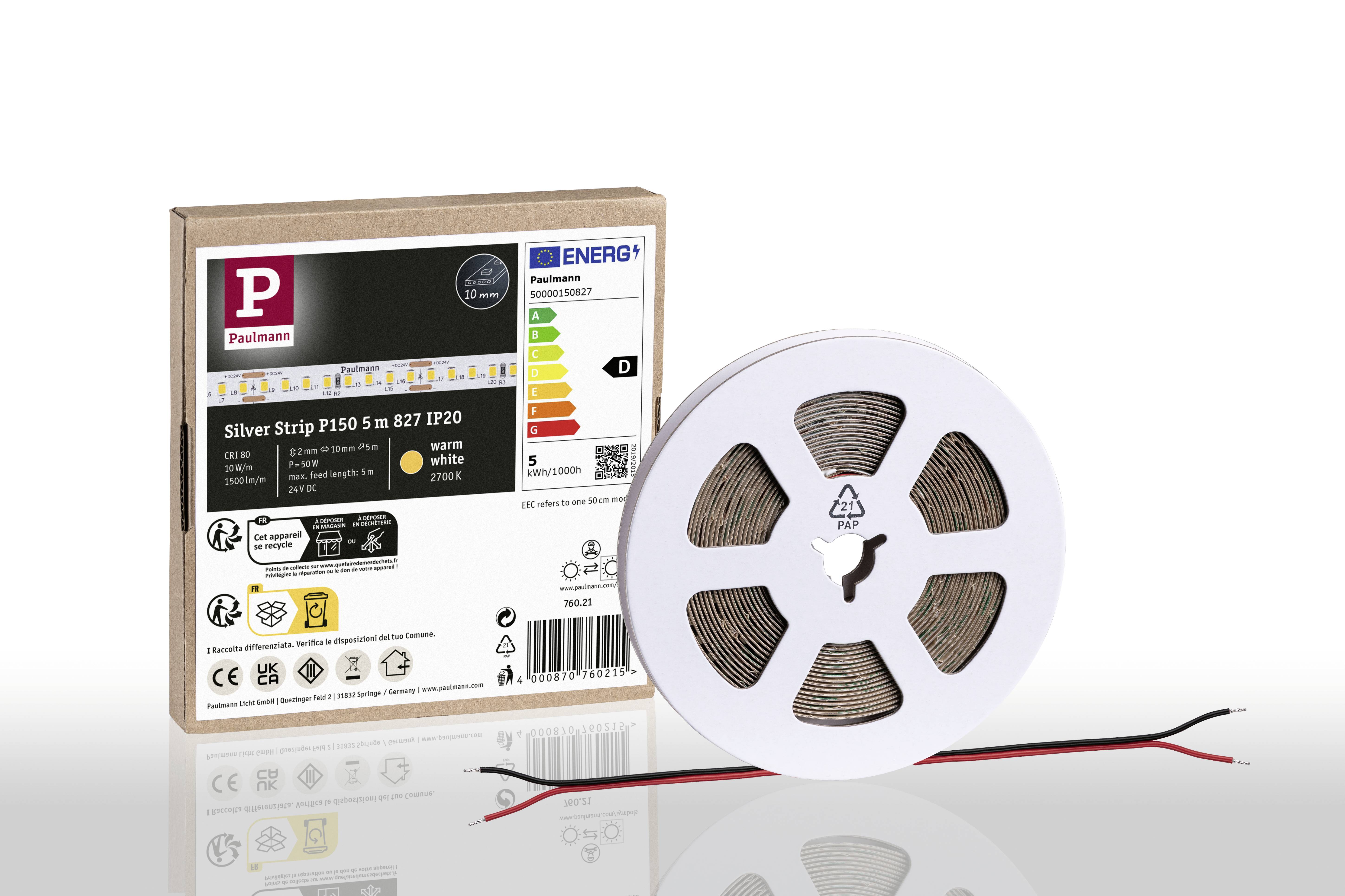 Paulmann Strip Silver P150 76021 LED-Streifen EEK: D (A - G) 24V 5000mm Warmweiß 5m