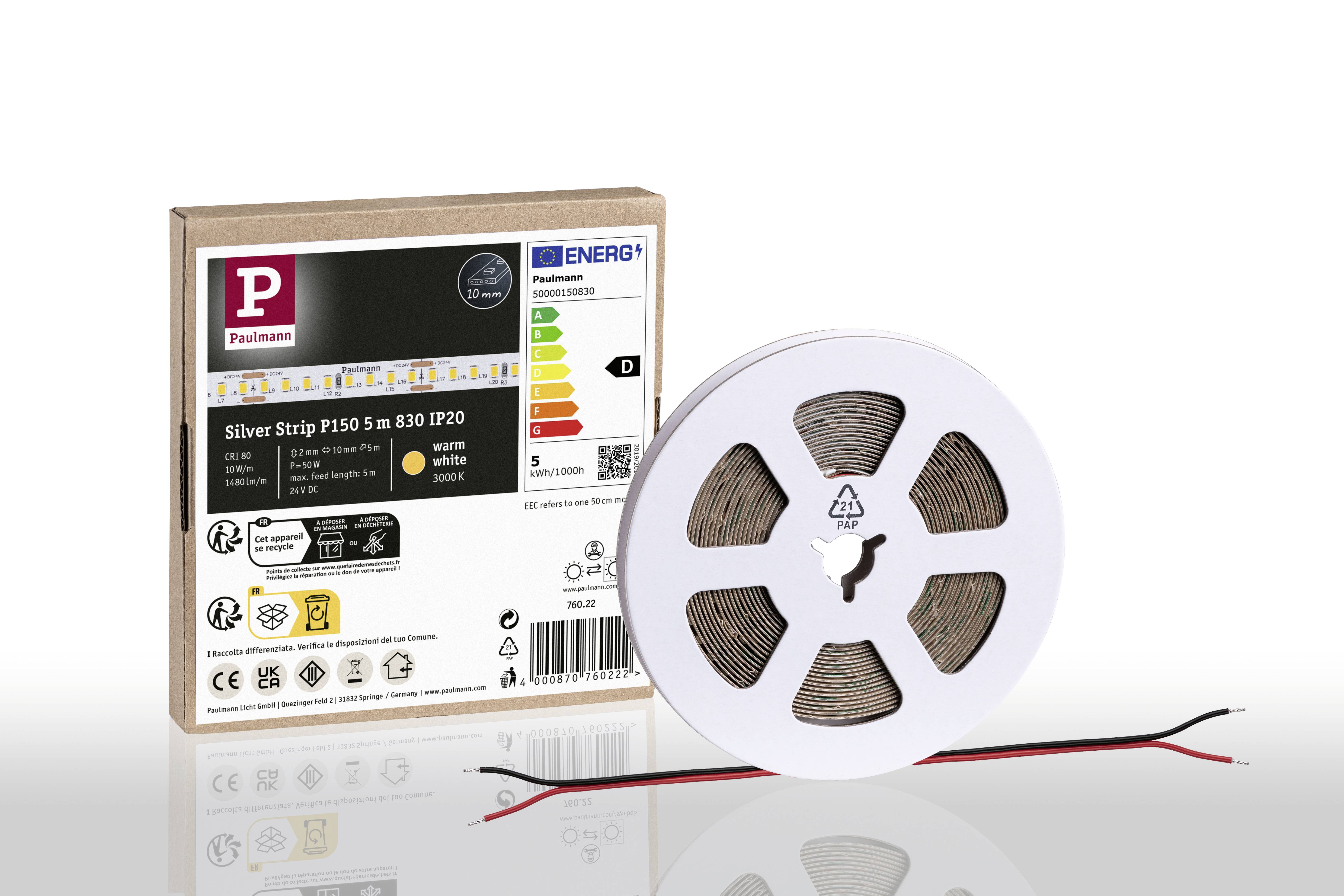 Paulmann Strip Silver P150 76022 LED-Streifen EEK: D (A - G) 24V 5000mm Warmweiß 5m