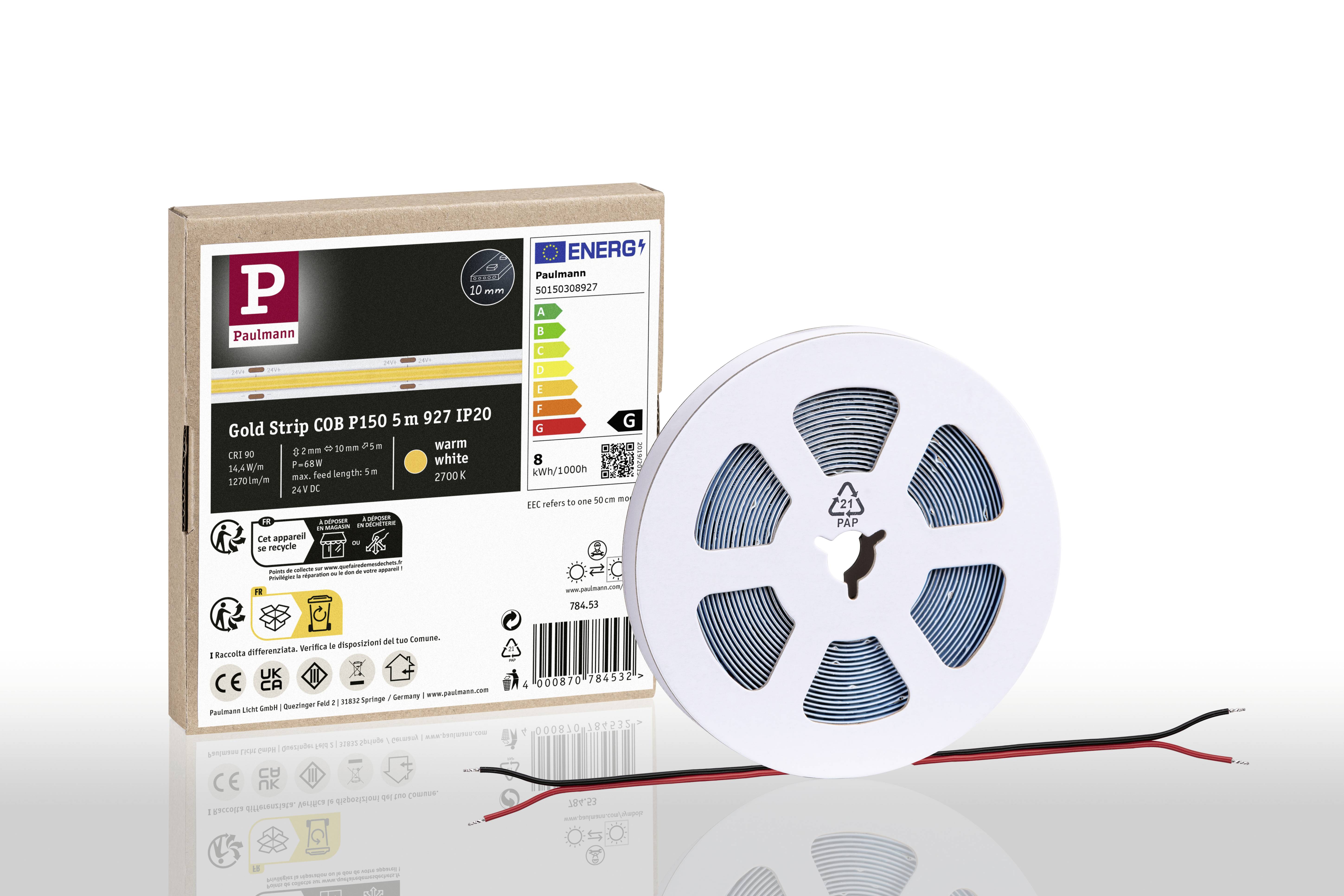 Paulmann Strip Gold COB 78453 LED-Streifen EEK: G (A - G) 24V 5000mm Warmweiß 5m