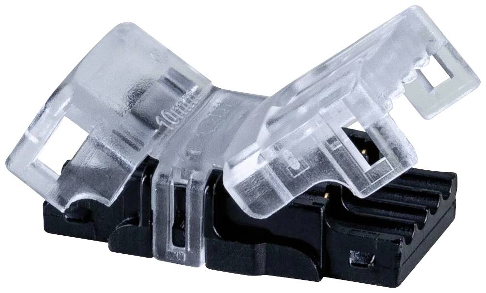 Klare Klemmenverbinder aus Kunststoff mit schwarzer Basis, geöffnet, zeigen die Klemmen für elektrische Drahtverbindungen.