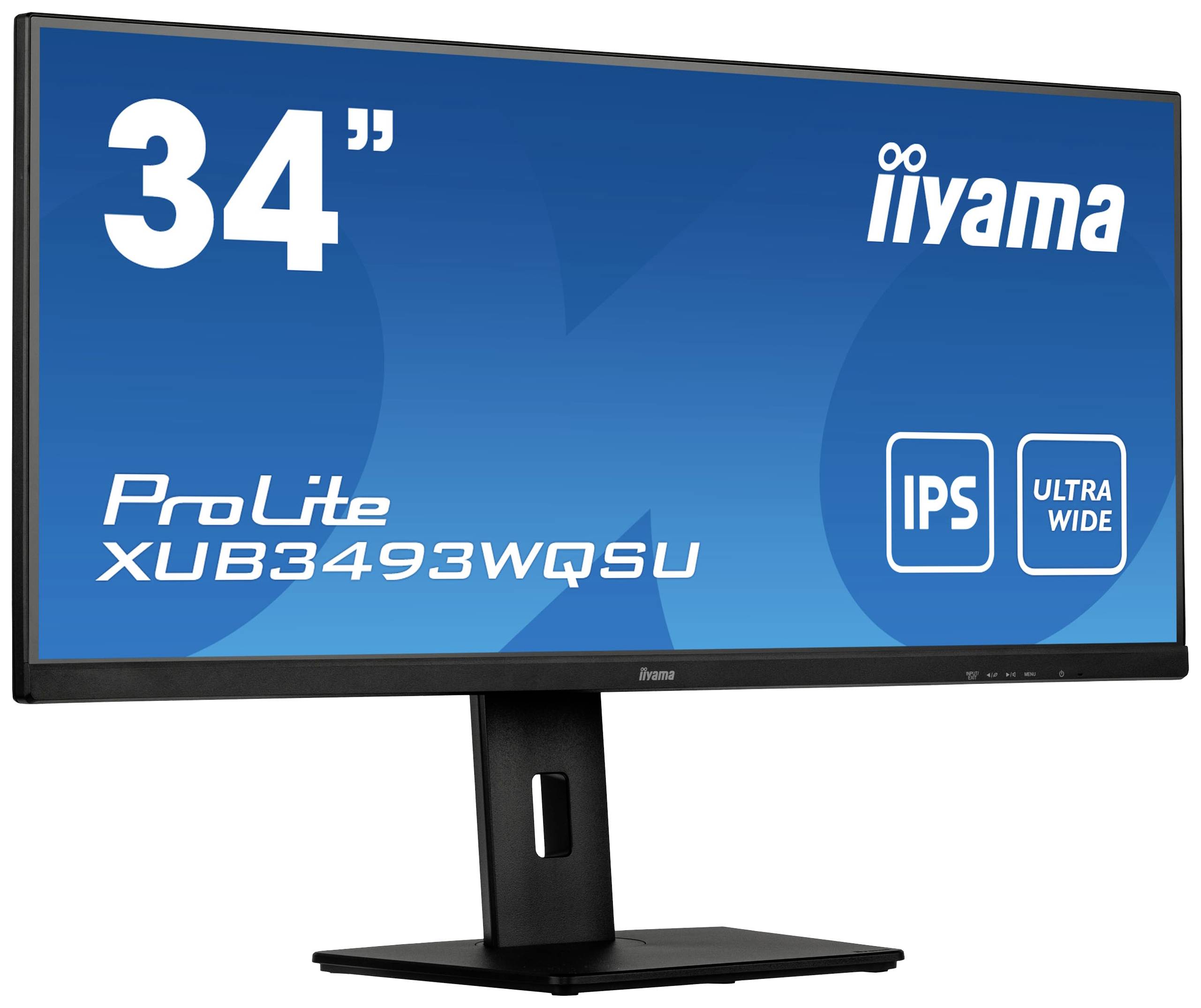 Iiyama PROLITE XUB3493WQSU-B5 LED-Monitor EEK F (A - G) 86.4 cm (34 Zoll) 3440 x 1440 Pixel 21:9 4 ms HDMI®, DisplayPort, USB-A (USB 3.0), Kopfhöre