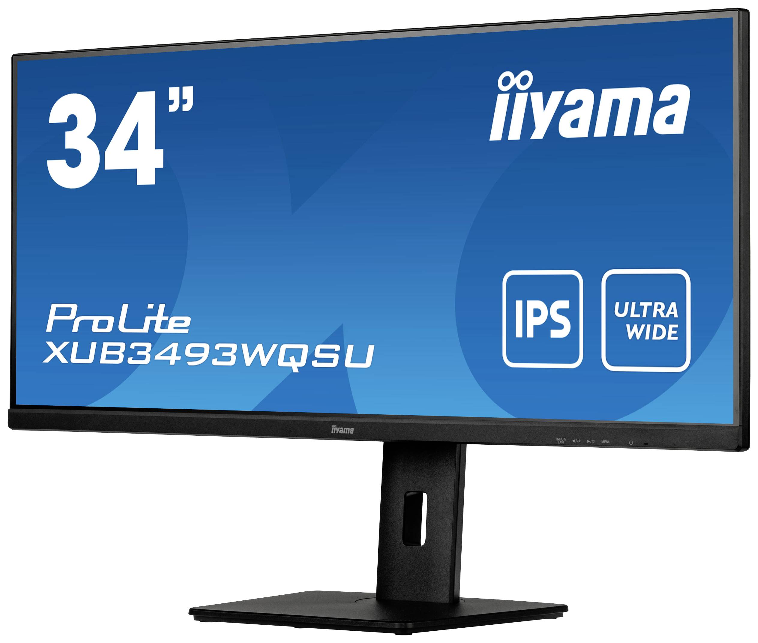 Iiyama PROLITE XUB3493WQSU-B5 LED-Monitor EEK F (A - G) 86.4 cm (34 Zoll) 3440 x 1440 Pixel 21:9 4 ms HDMI®, DisplayPort, USB-A (USB 3.0), Kopfhöre
