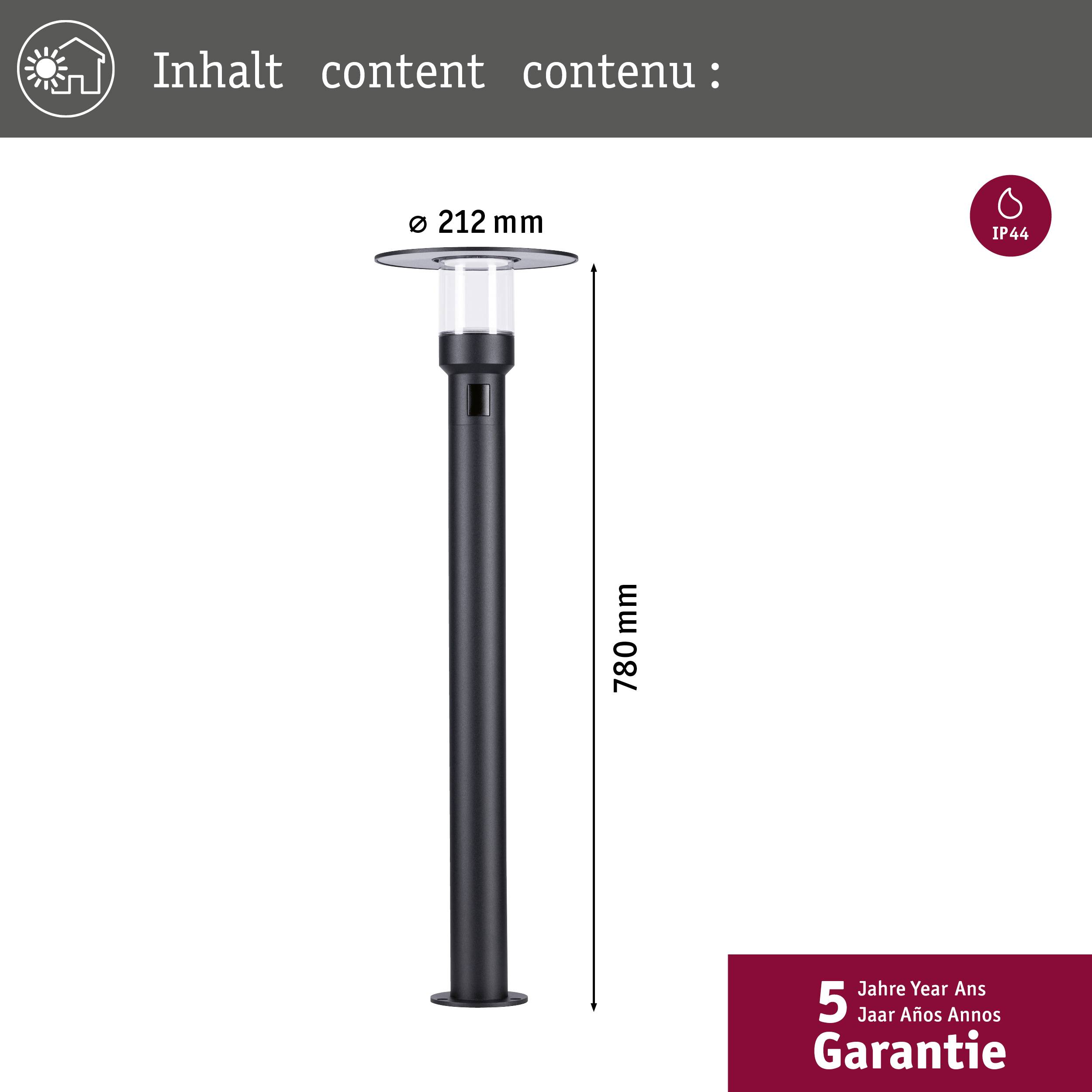 Paulmann 94835 Sienna LED-Pollerleuchte LED 9W Anthrazit