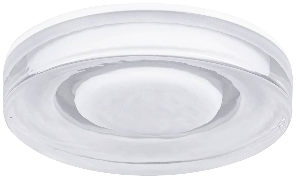 Eine runde Deckenleuchte mit schlichtem, modernem Design in Silber und Weiß. Geeignet für Innenbeleuchtung.