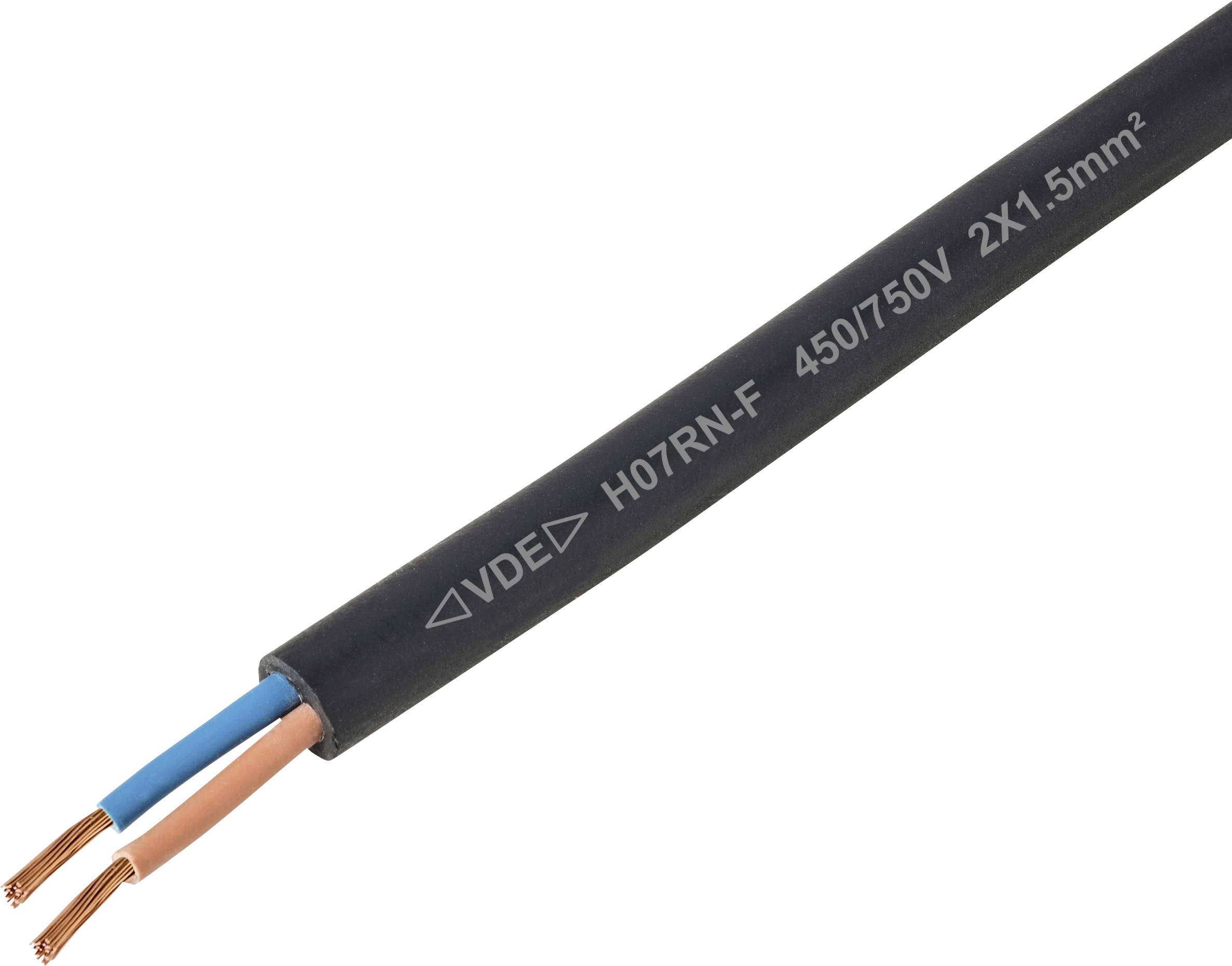 TRU COMPONENTS TC-11585900 Gummischlauchleitung H07RN-F 2 x 1.5mm² Schwarz Meterware