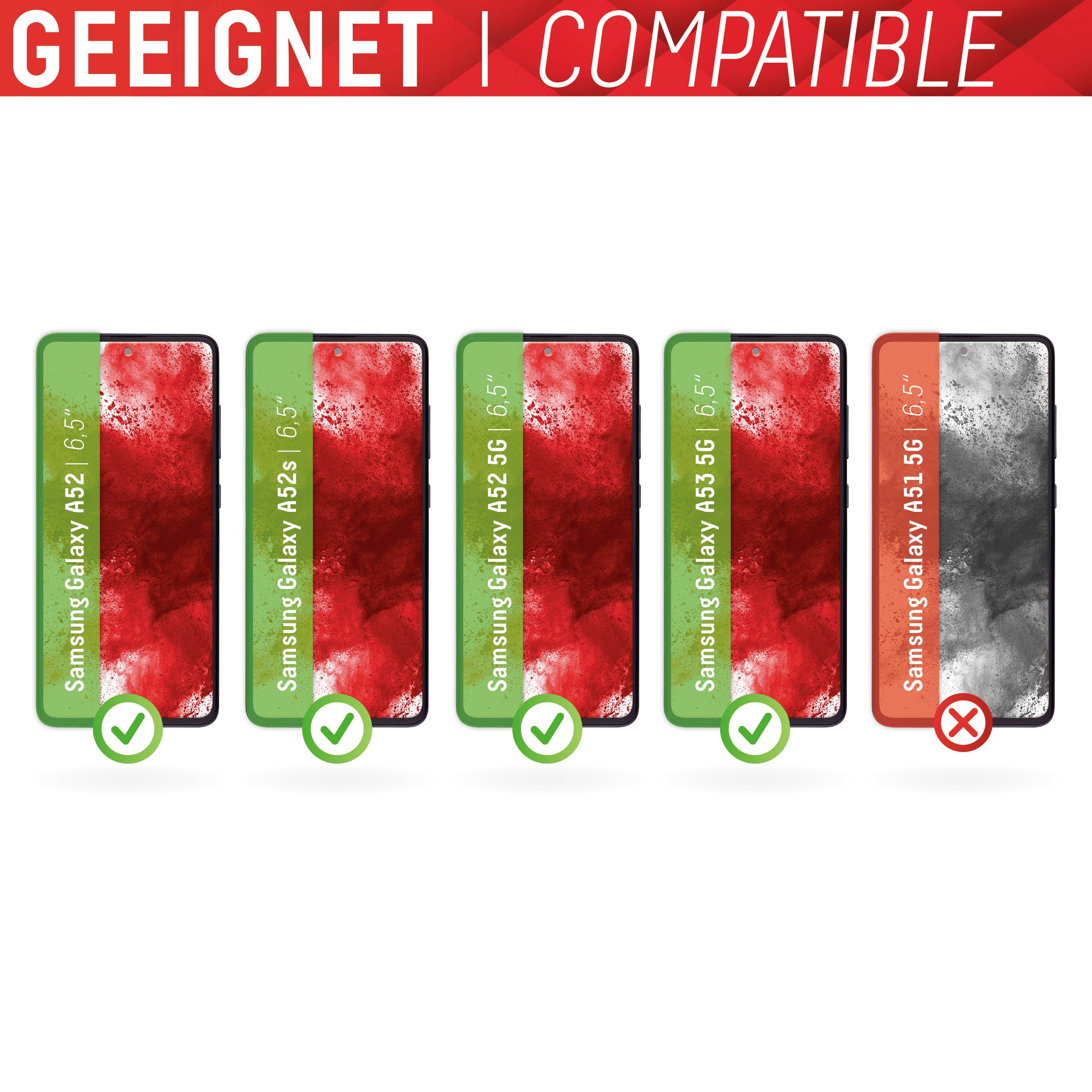 DISPLEX Real Glass FC Displayschutzglas Samsung Galaxy A52, Galaxy A52s 5G, Galaxy A53 5G 1 St. kratzfest, Anti-Fingerprint 01390