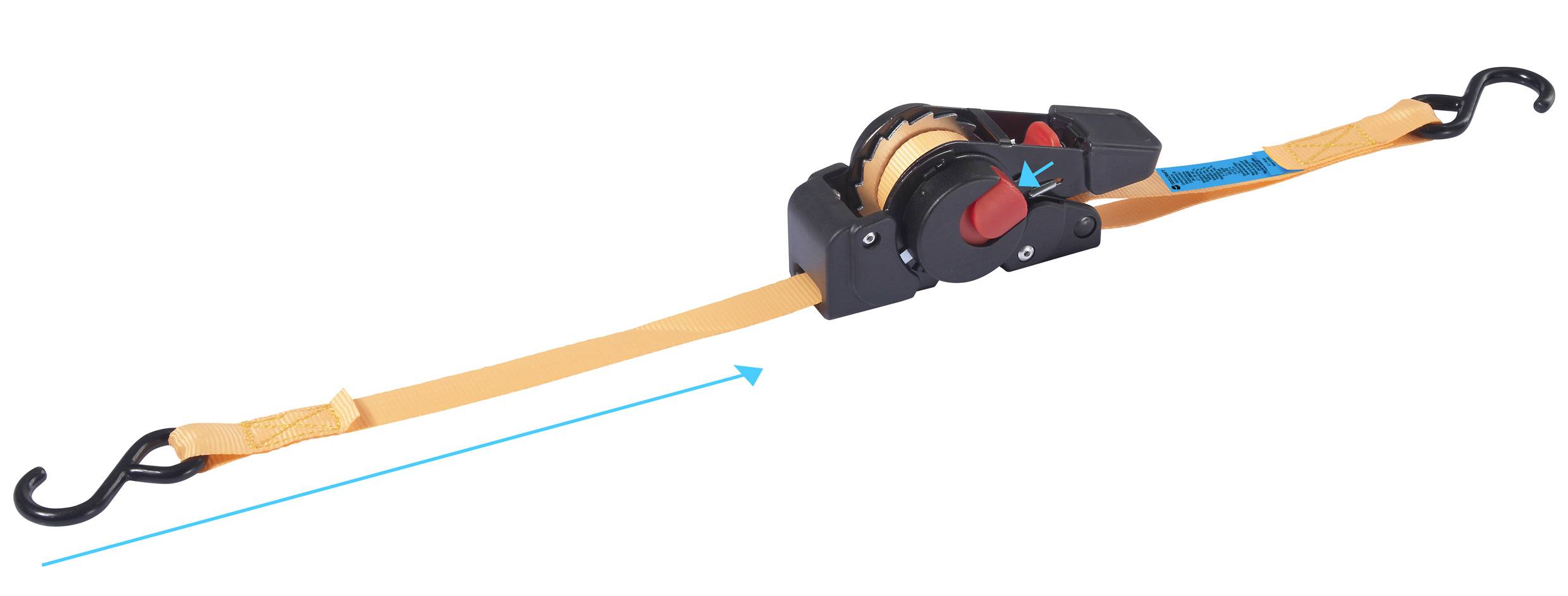 TOOLCRAFT TO-8689776 Selbstaufrollender Spanngurt Zugkraft LC Niederzurren (einzeln/direkt)=100 daN (L x B) 2m x 18mm