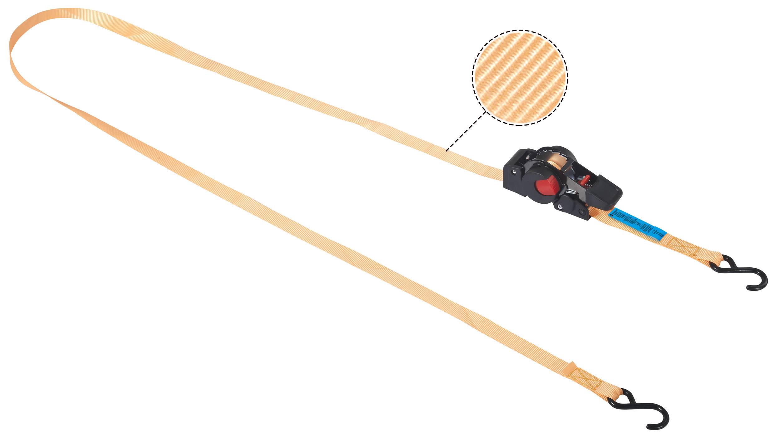 TOOLCRAFT TO-8689776 Selbstaufrollender Spanngurt Zugkraft LC Niederzurren (einzeln/direkt)=100 daN (L x B) 2m x 18mm