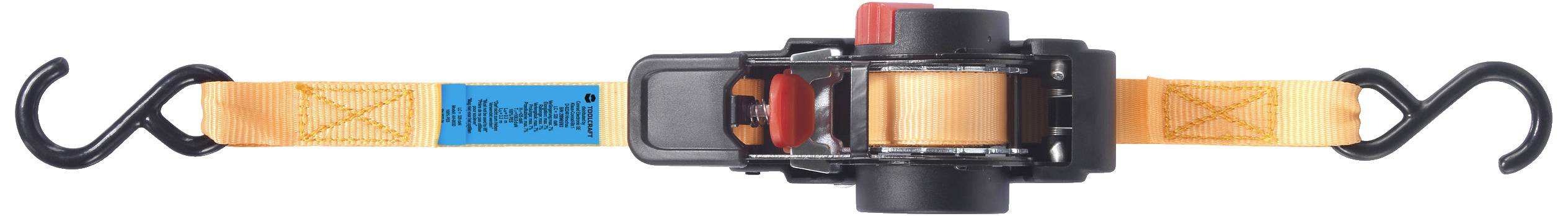 TOOLCRAFT TO-8689776 Selbstaufrollender Spanngurt Zugkraft LC Niederzurren (einzeln/direkt)=100 daN (L x B) 2m x 18mm