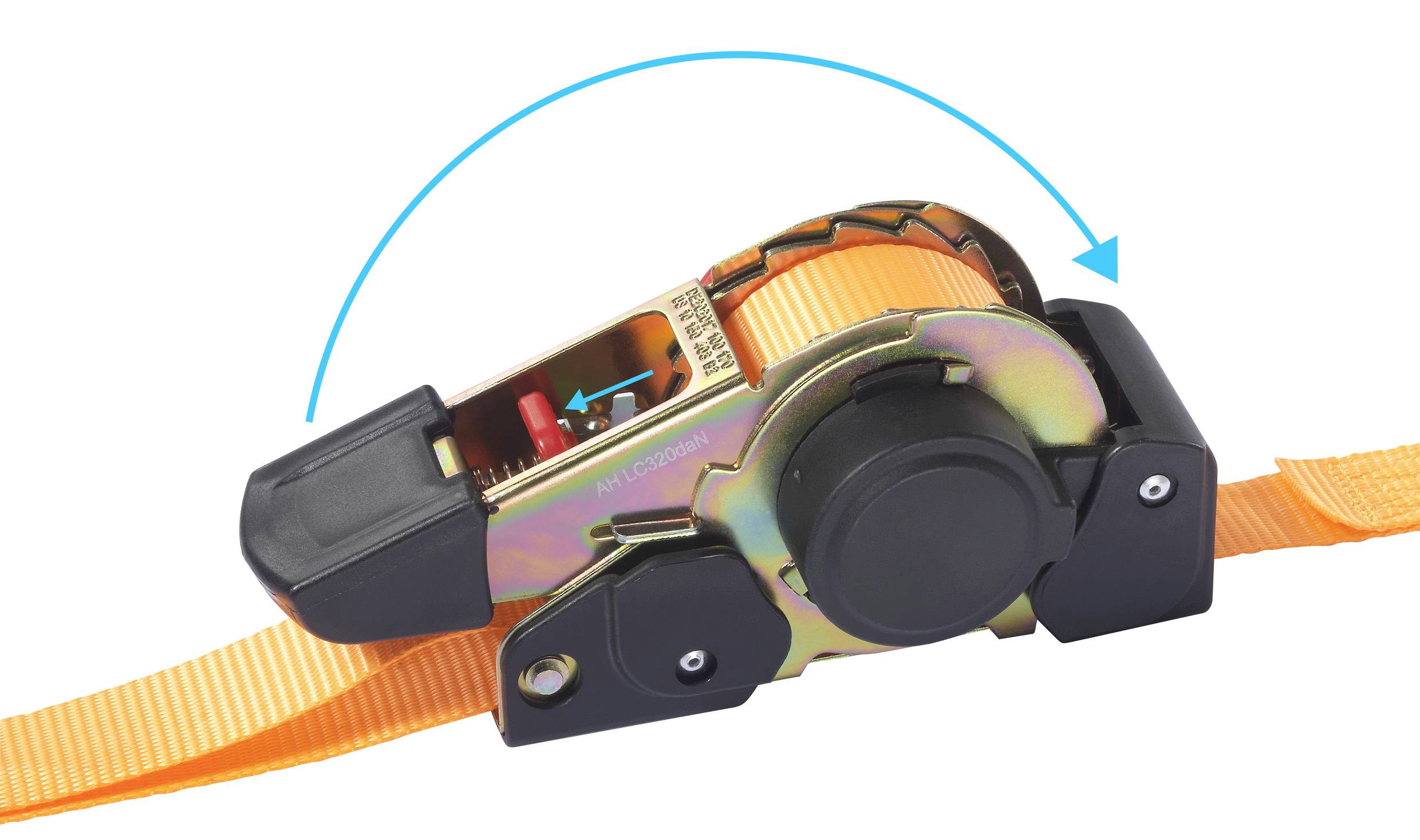 TOOLCRAFT TO-8689779 Selbstaufrollender Spanngurt Zugkraft LC Niederzurren (einzeln/direkt)=320 daN (L x B) 3.5m x 25mm