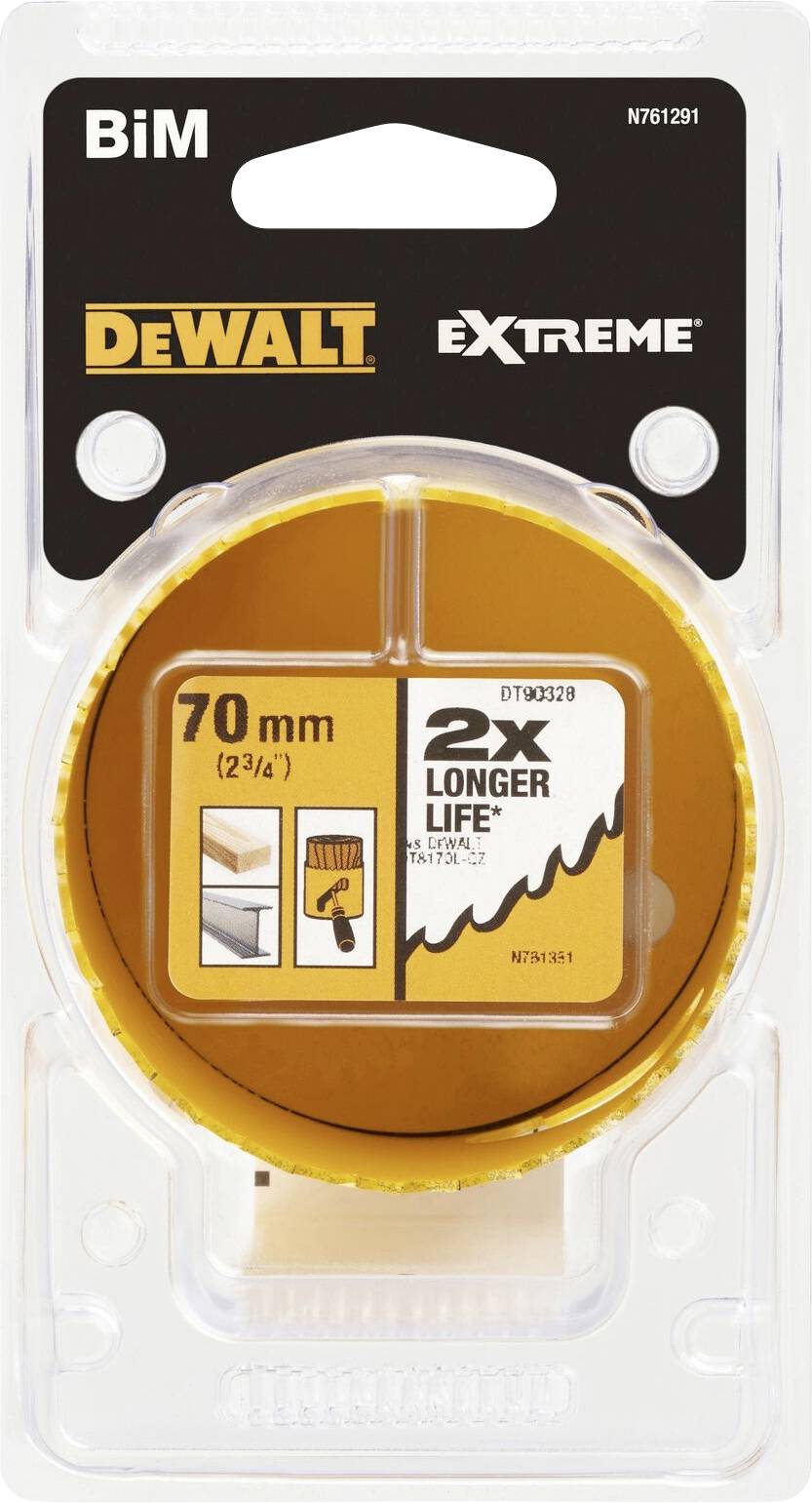 'Bohrkrone von DEWALT, 70 mm Größe, gekennzeichnet mit 