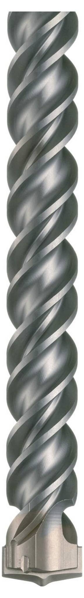 Ein silberner Bohrer mit spiralförmigem Design und scharfer Spitze zur Verwendung bei schweren Bohrarbeiten in verschiedenen Materialien.
