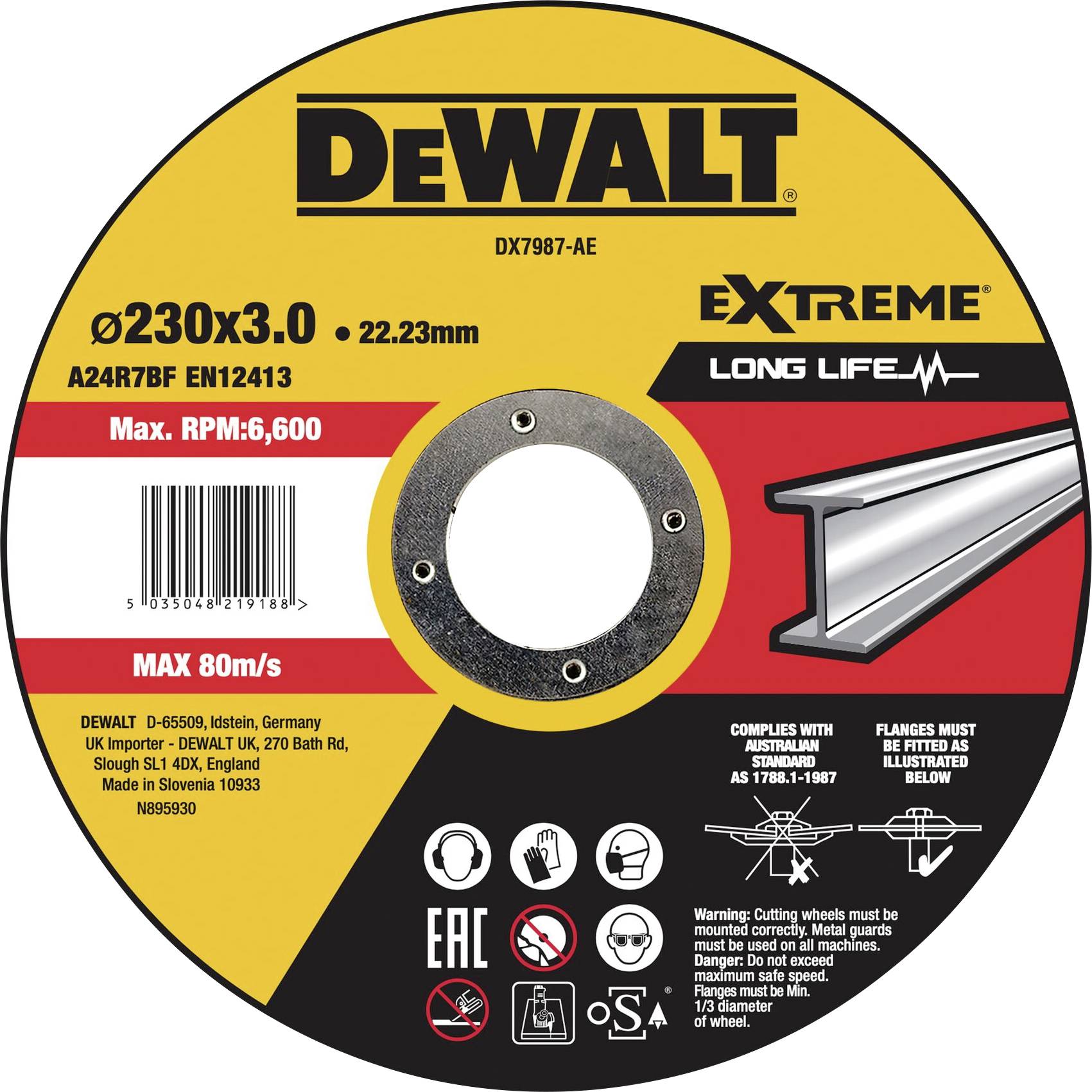 DEWALT DX7987-AE Trennscheibe 230mm 1 St. Metall, Edelstahl, Eisen
