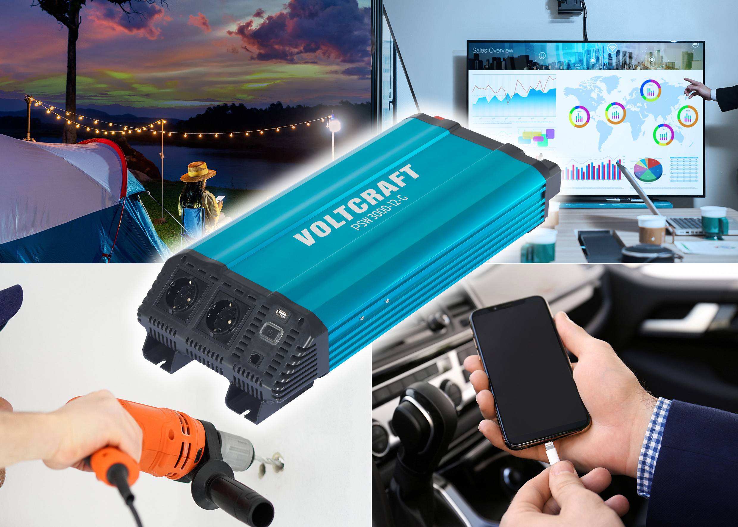 VOLTCRAFT Wechselrichter PSW 3000-12-G 3000W 12 V/DC - 230 V/AC reine Sinuswelle