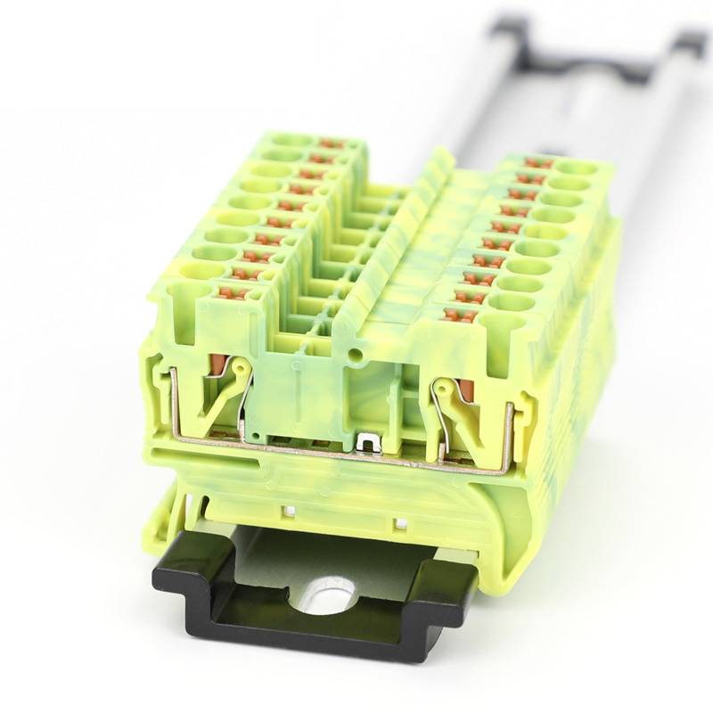 TRU COMPONENTS TC-JPT4-PE Durchgangsklemme 6.2mm Schnellanschluss Polzahl: 2 0.2mm² 4mm² Grün, Gelb