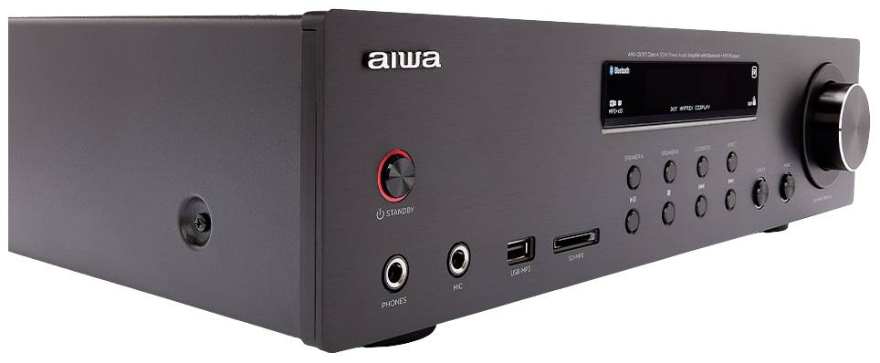 Aiwa AMU-120BT Stereo-Verstärker 2x60 W Schwarz Bluetooth®, Lautsprecher A/B-Schaltung, USB