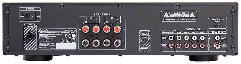 Aiwa AMU-120BT Stereo-Verstärker 2x60 W Schwarz Bluetooth®, Lautsprecher A/B-Schaltung, USB