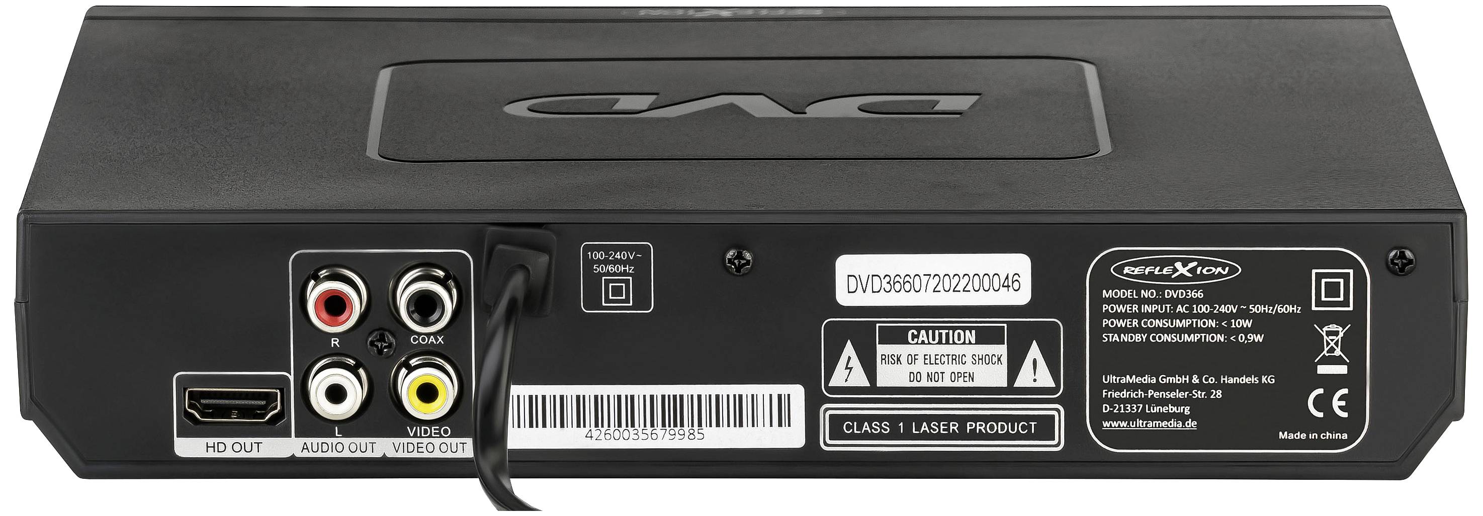 Reflexion DVD366 DVD-Player Kopieren von CD auf USB Schwarz