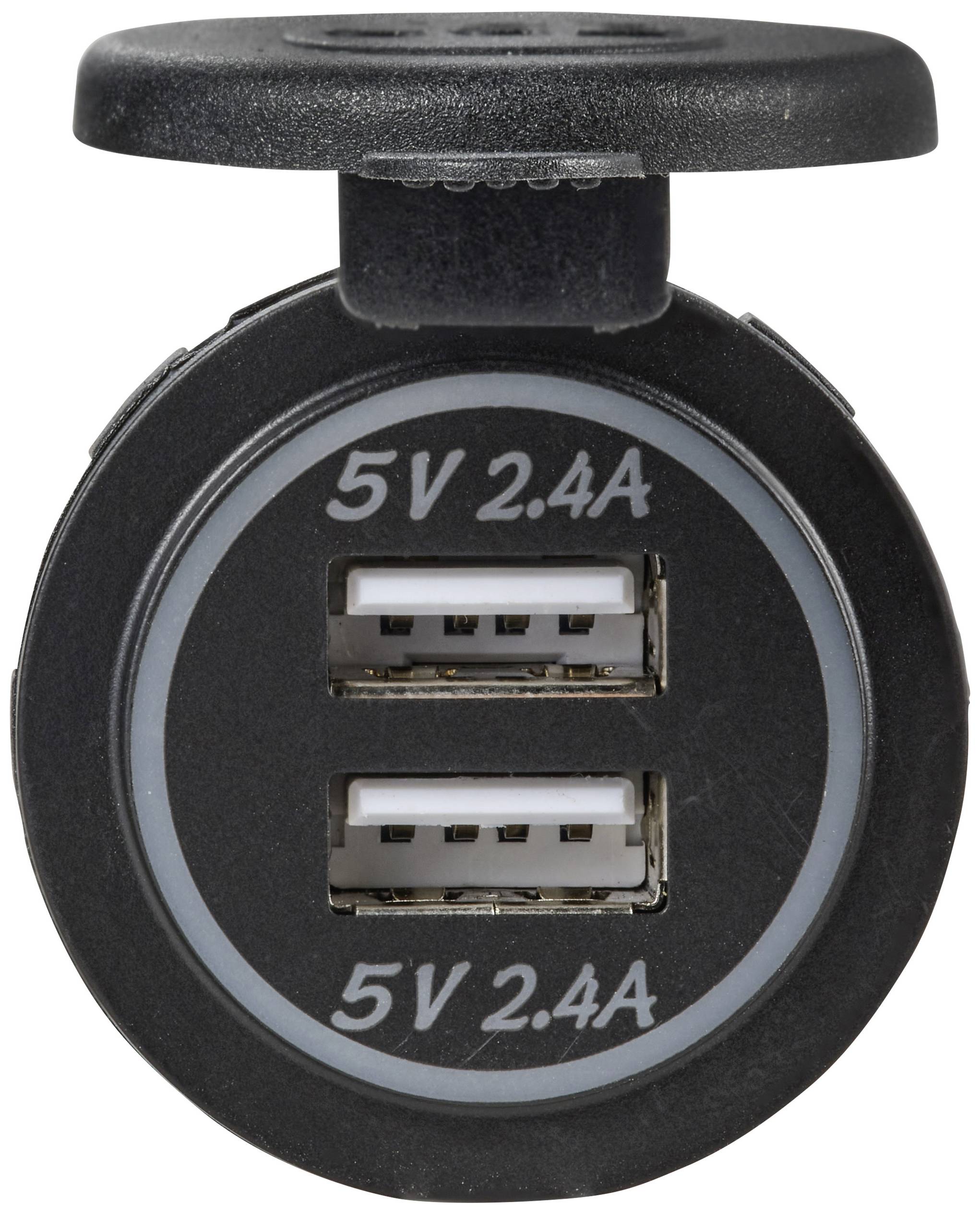 VOLTCRAFT USB-Doppelsteckdose 12-24V 4,8A mit Schutzdeckel 12/24 V