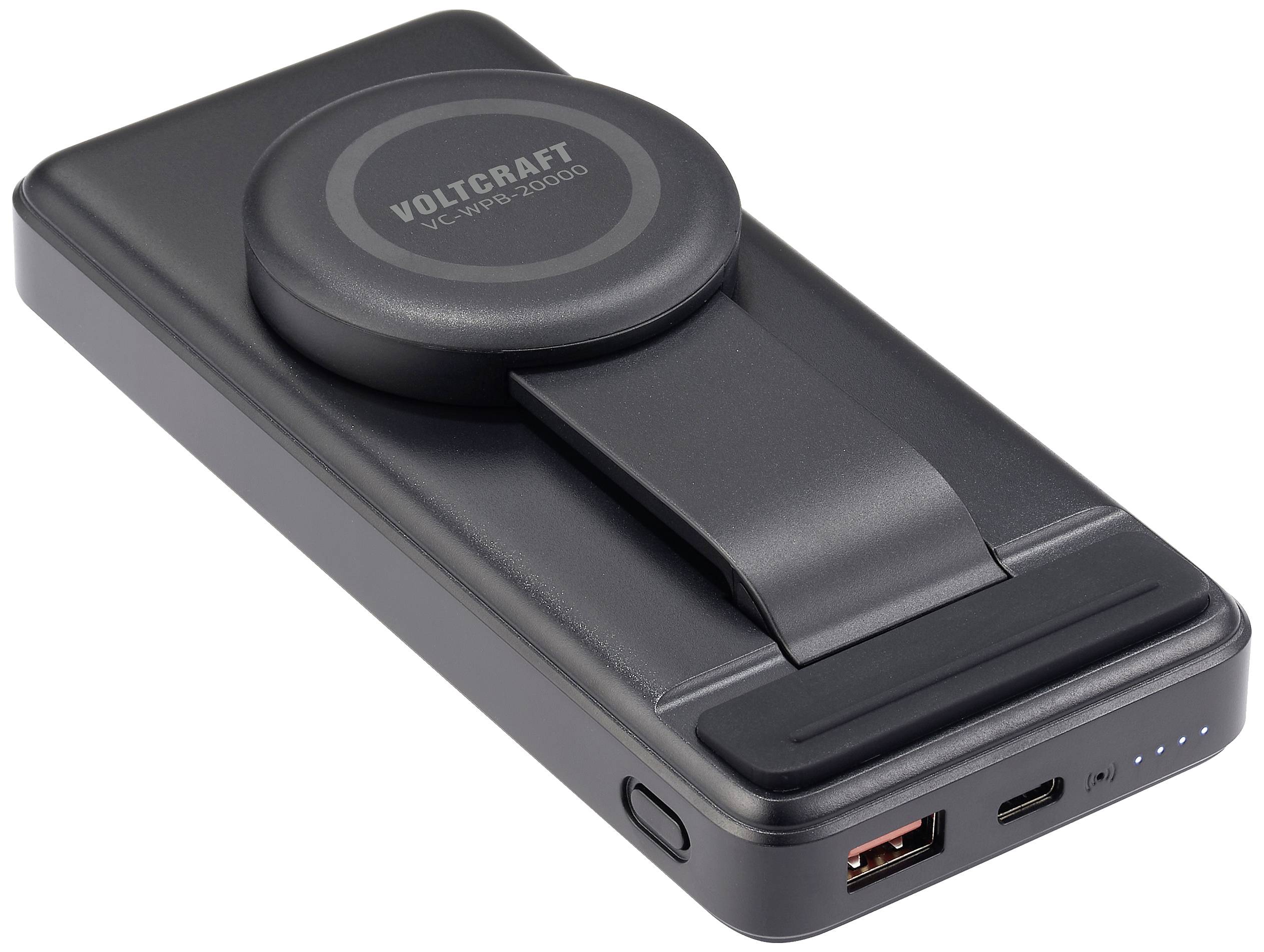 VOLTCRAFT VC-WPB-20000 Wireless Powerbank 20000 mAh Qi Wireless Charging, USB PD Li-Ion Schwarz Statusanzeige