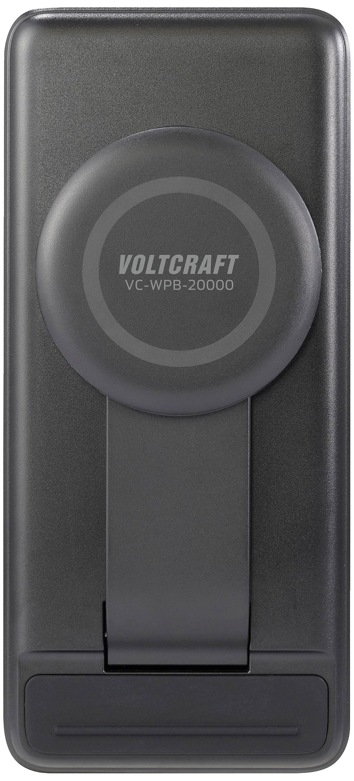 VOLTCRAFT VC-WPB-20000 Wireless Powerbank 20000 mAh Qi Wireless Charging, USB PD Li-Ion Schwarz Statusanzeige