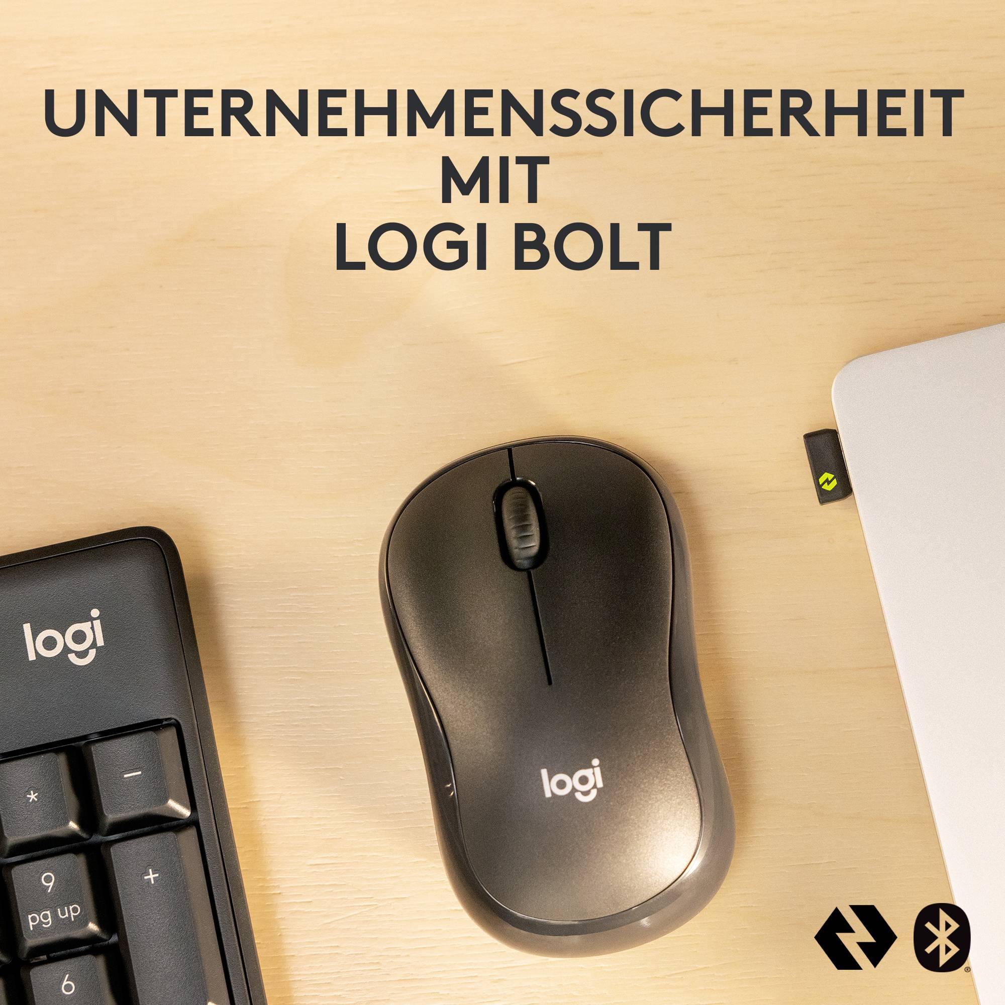 Logitech MK370 Combo for Business Bluetooth® Tastatur, Maus-Set Spritzwassergeschützt, Geräuscharme Tasten Deutsch, QWERTZ Schwarz