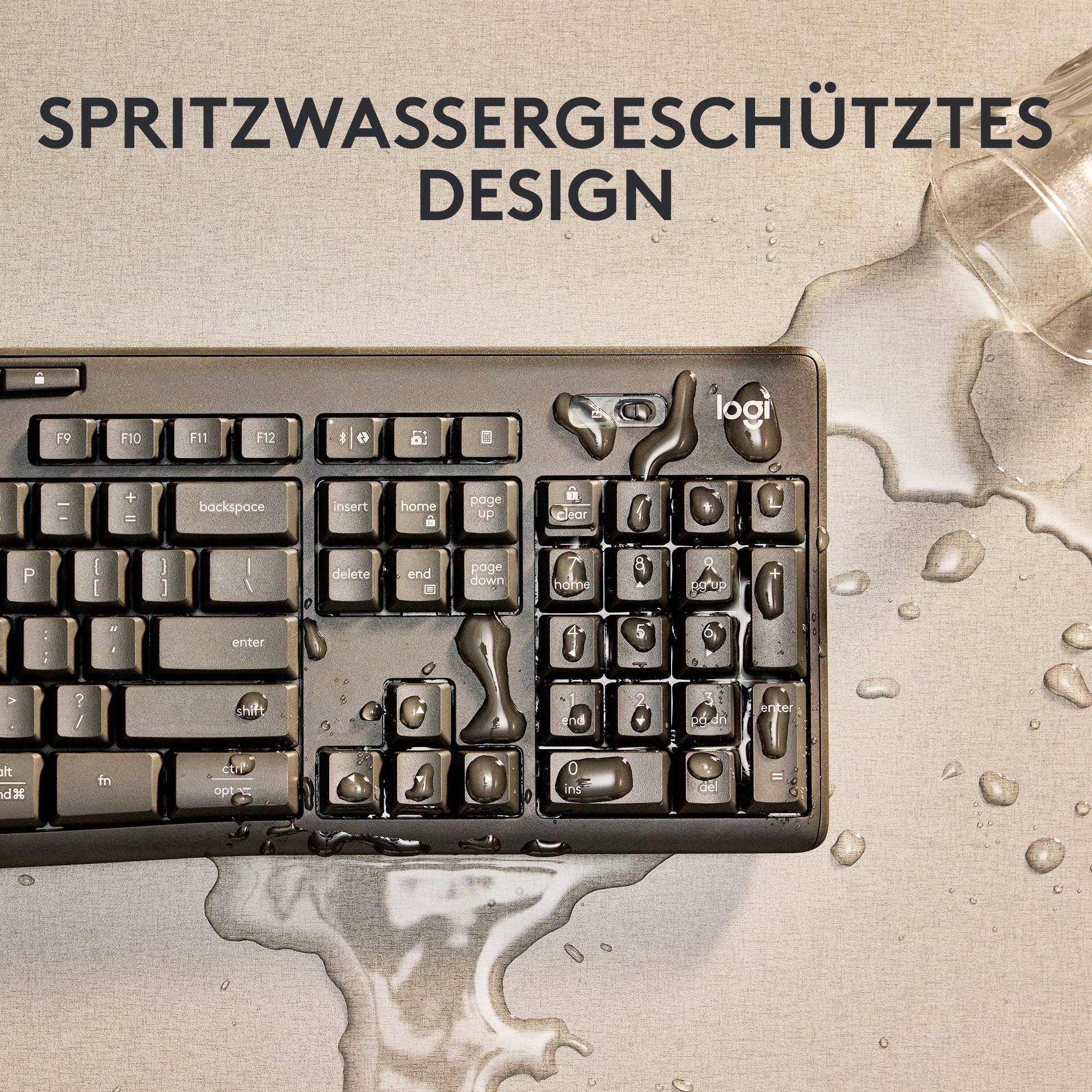 Logitech MK370 Combo for Business Bluetooth® Tastatur, Maus-Set Spritzwassergeschützt, Geräuscharme Tasten Deutsch, QWERTZ Schwarz
