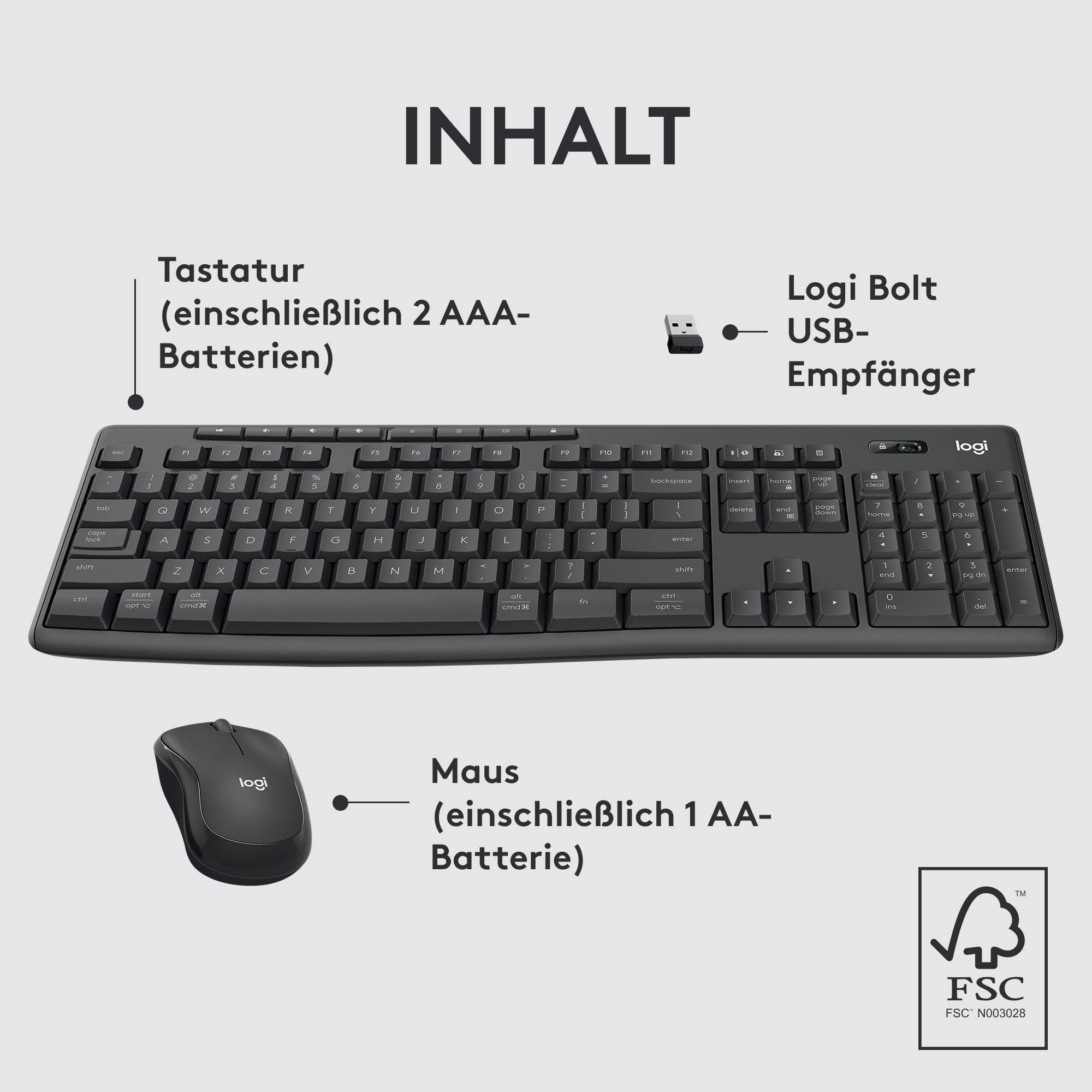 Logitech MK370 Combo for Business Bluetooth® Tastatur, Maus-Set Spritzwassergeschützt, Geräuscharme Tasten Deutsch, QWERTZ Schwarz