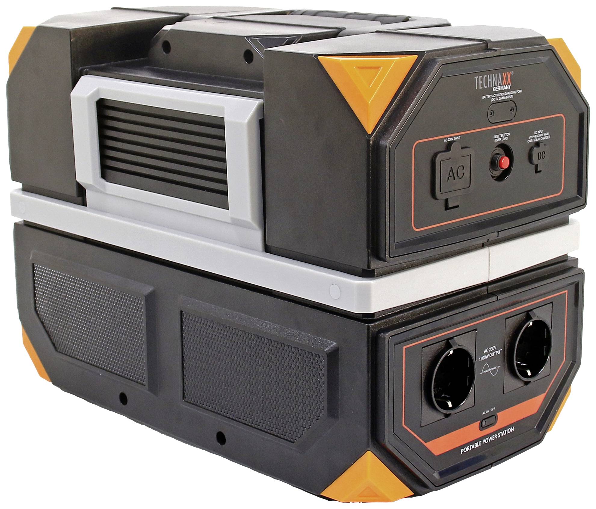 Technaxx TX-231 Powerstation 36.4Ah Li-Ion USB-A, USB-C®, Zigarettenanzünder-Buchse Schwarz/Orange Statusanzeige, gleichzeitiges