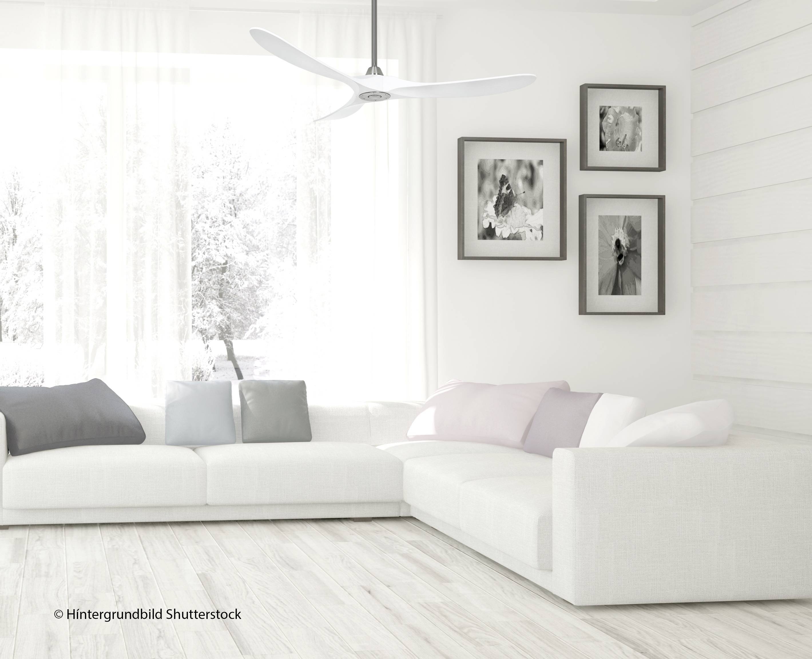 CasaFan ECO GENUINO 152 BN-MW Deckenventilator 16.6W (Ø x H) 1520mm x 285mm Chrom mit Fernbedienung, Winterbetrieb