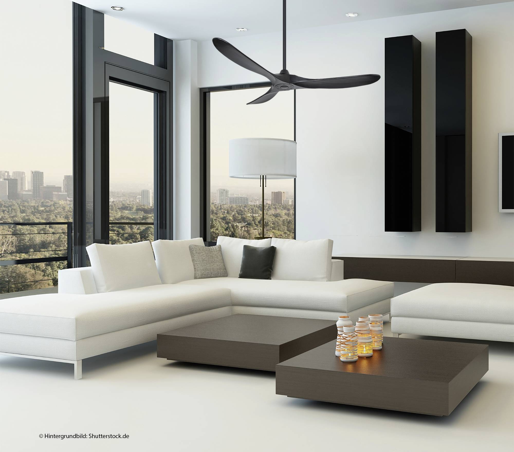 CasaFan ECO GENUINO 152 MS-MS Deckenventilator 16.6W (Ø x H) 1520mm x 285mm Schwarz (matt) mit Fernbedienung, Winterbetrieb