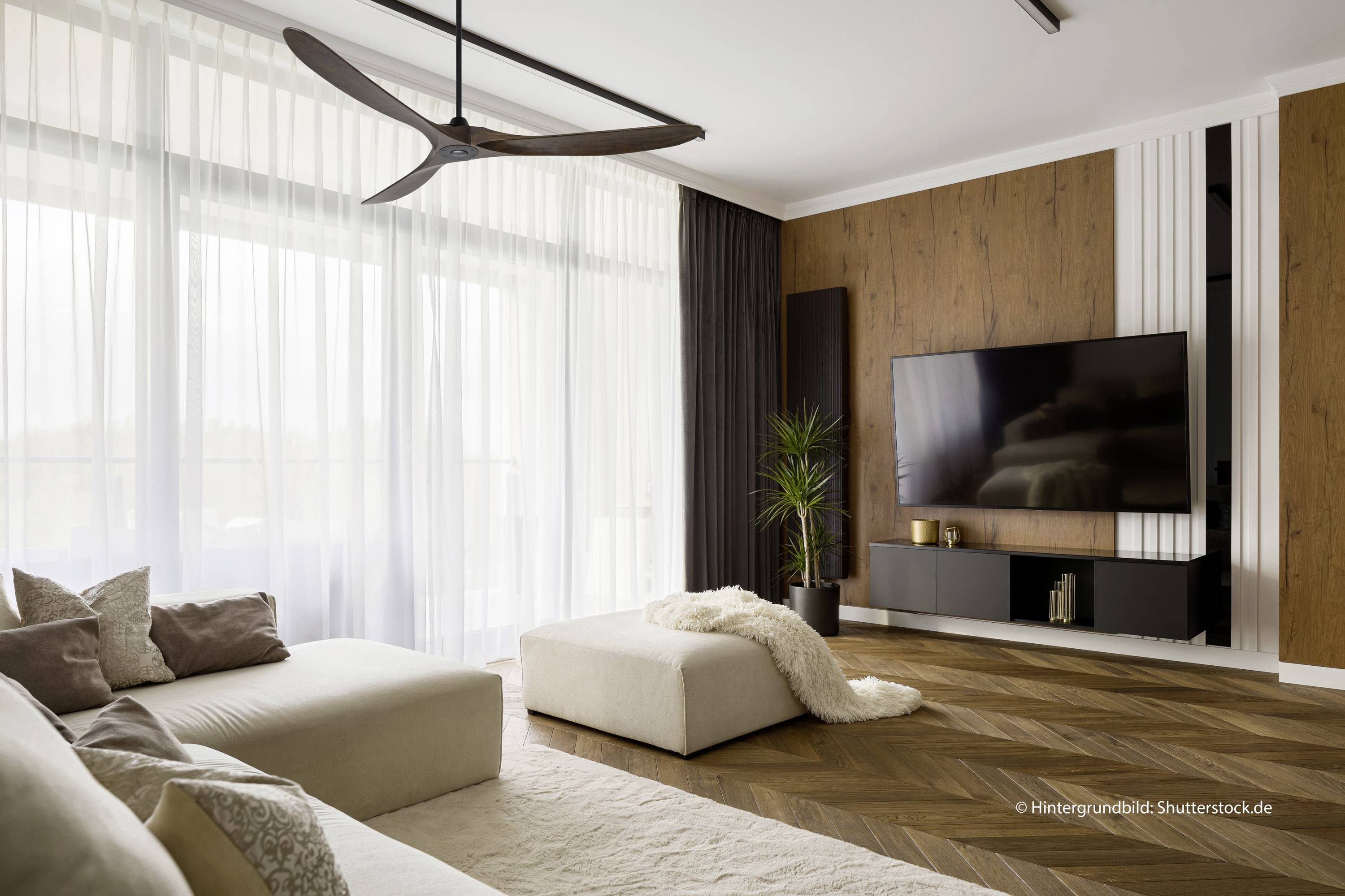 CasaFan ECO GENUINO 180 MS-NB Deckenventilator 30W (Ø x H) 1800mm x 290mm Schwarz (matt) mit Fernbedienung, Winterbetrieb