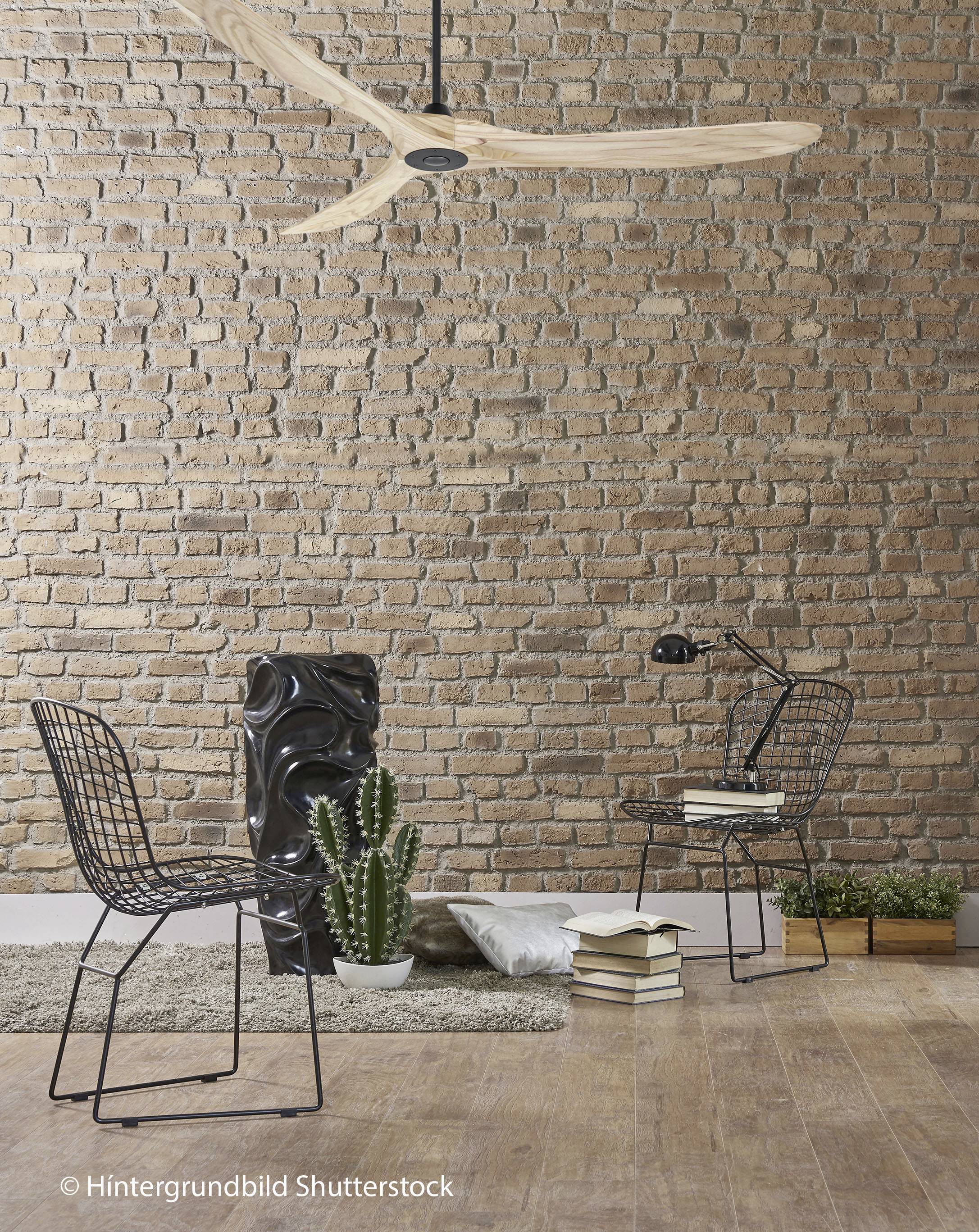 CasaFan ECO GENUINO 180 MS-NT Deckenventilator 30W (Ø x H) 1800mm x 290mm Schwarz (matt) mit Fernbedienung, Winterbetrieb