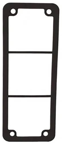 Rechteckige Gummidichtung mit vier Löchern an den Ecken und drei inneren Querstegen, zum Abdichten oder Schutz von Objekten.