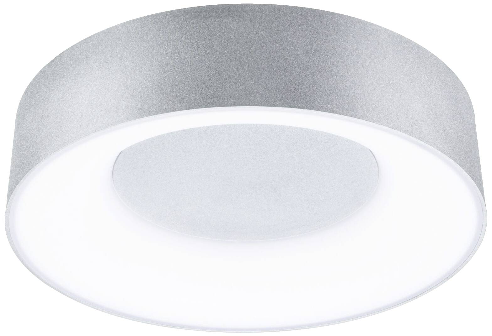 Runde, silberfarbene Deckeneinbauleuchte mit weißem Diffusor, geeignet zur modernen Raumbeleuchtung.