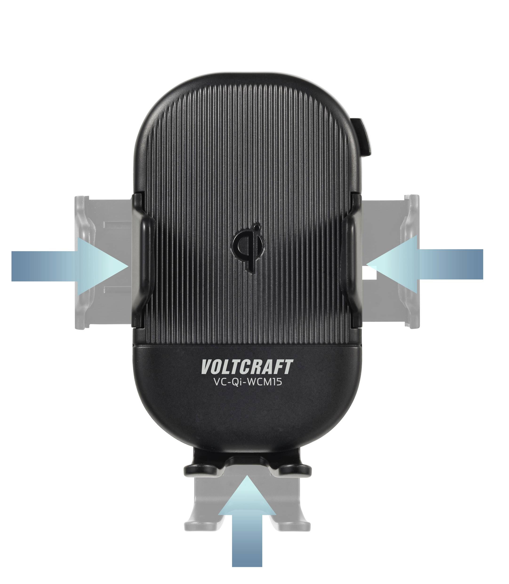 VOLTCRAFT VC-Qi-WCM15 Lüftungsgitter Handy-Kfz-Halterung mit Induktionsladefunktion 55 - 89mm 4 - 6.7 Zoll