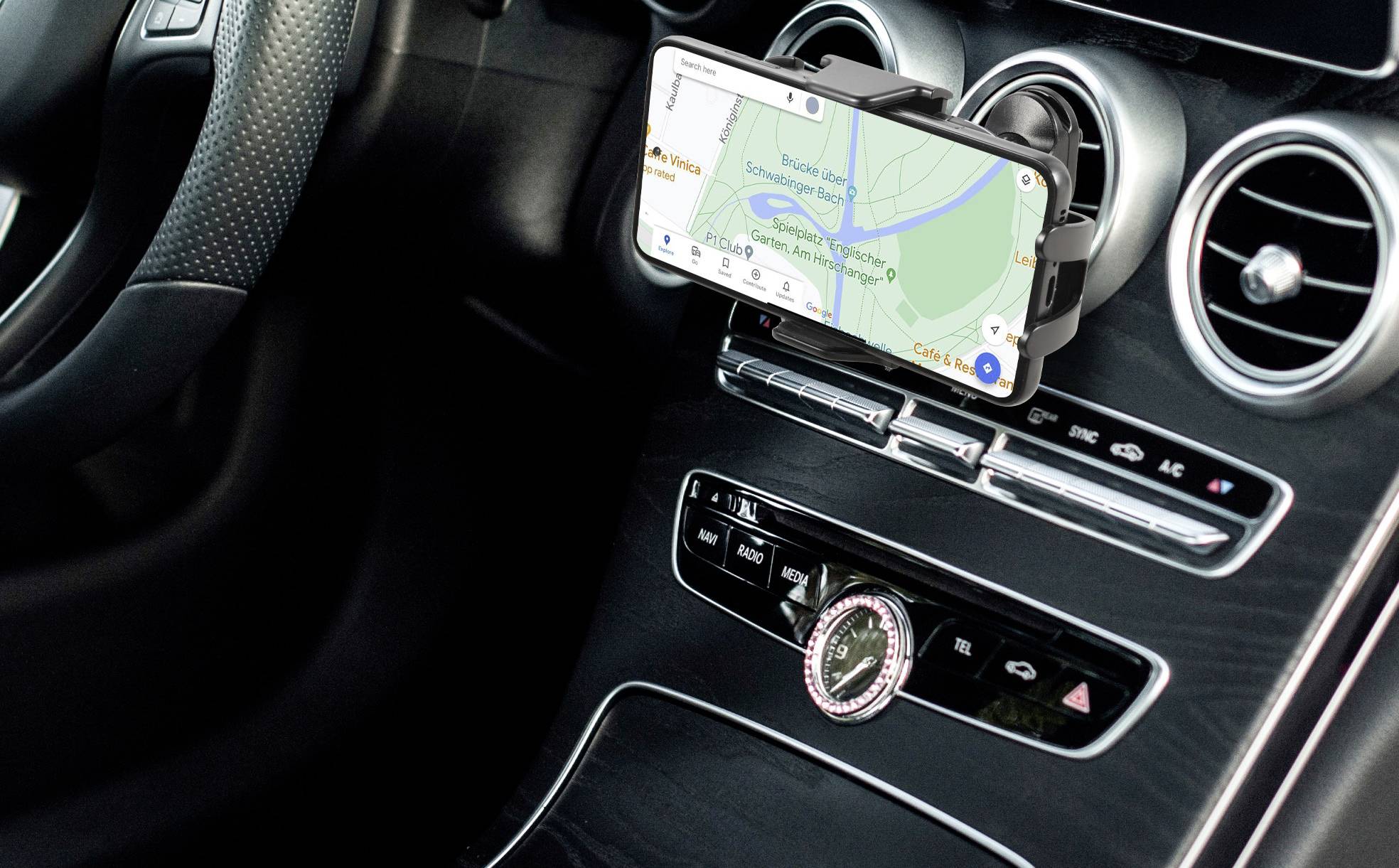 VOLTCRAFT VC-Qi-WCM15 Lüftungsgitter Handy-Kfz-Halterung mit Induktionsladefunktion 55 - 89mm 4 - 6.7 Zoll