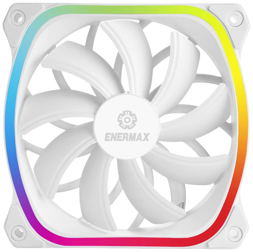 Enermax SquA RGB White PC-Gehäuse-Lüfter Weiß (B x H x T) 120 x 120 x 26mm inkl. LED-Beleuchtung, inkl. RGB-Beleuchtungssteuerung