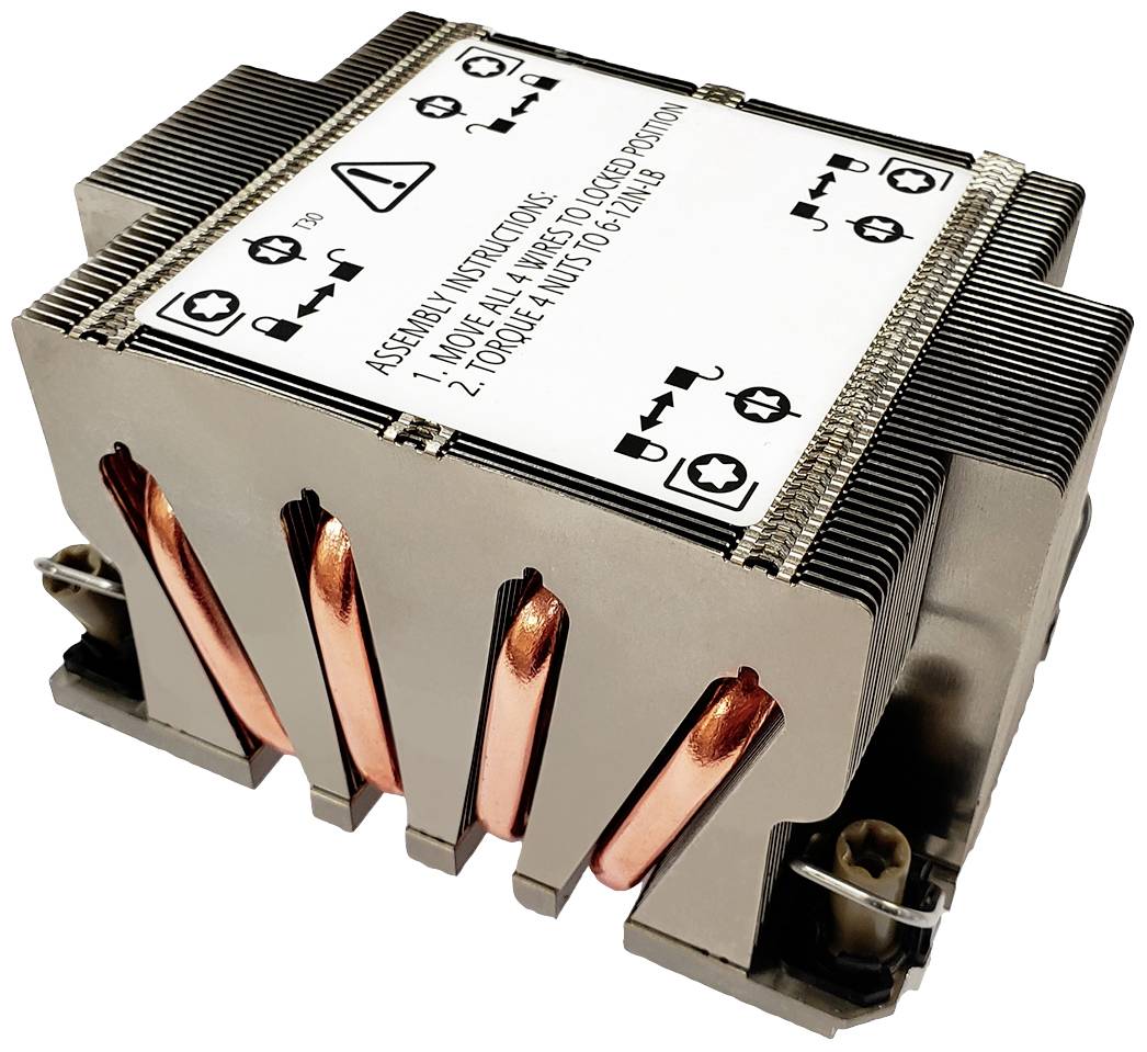 Ein elektronisches Bauteil mit Kupferleitungen und einem weißen Etikett mit Montageanweisungen. Markierungen für Anschlüsse sind sichtbar.