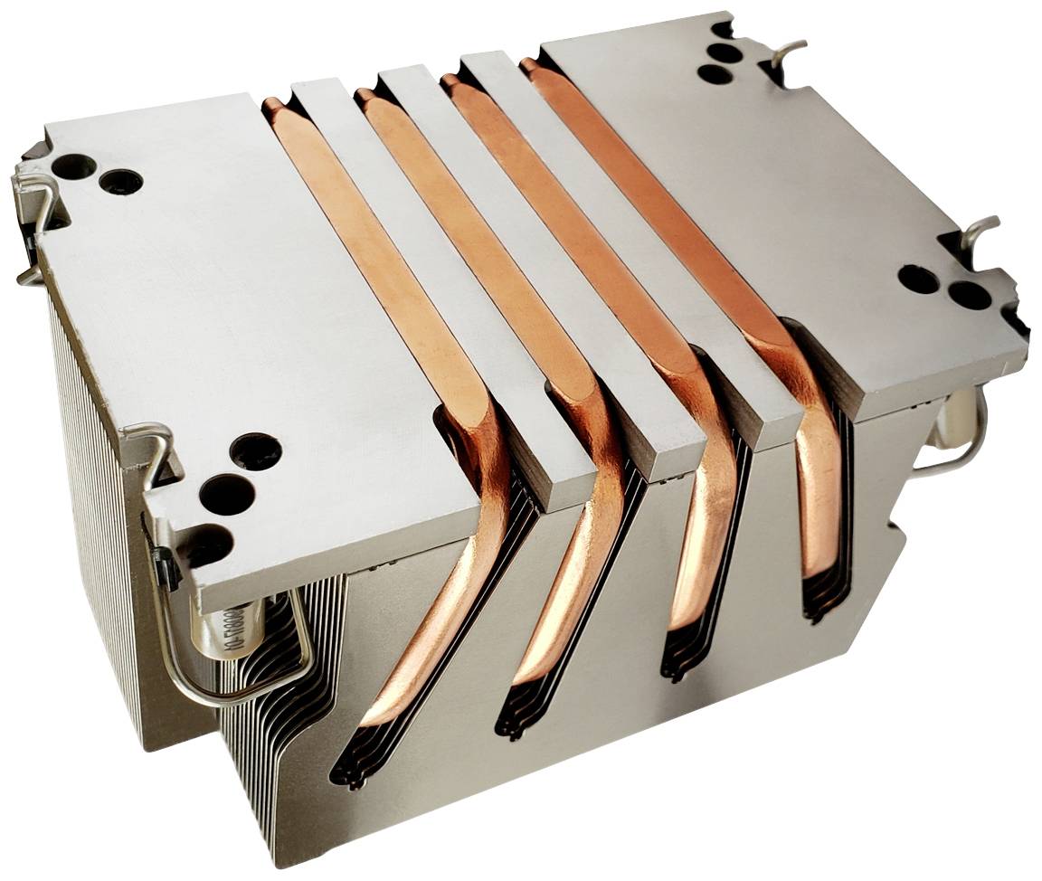 Großer CPU-Kühler mit mehreren Kupfer-Heatpipes und Aluminiumkühlkörpern, designed zur effektiven Wärmeableitung in Computern.