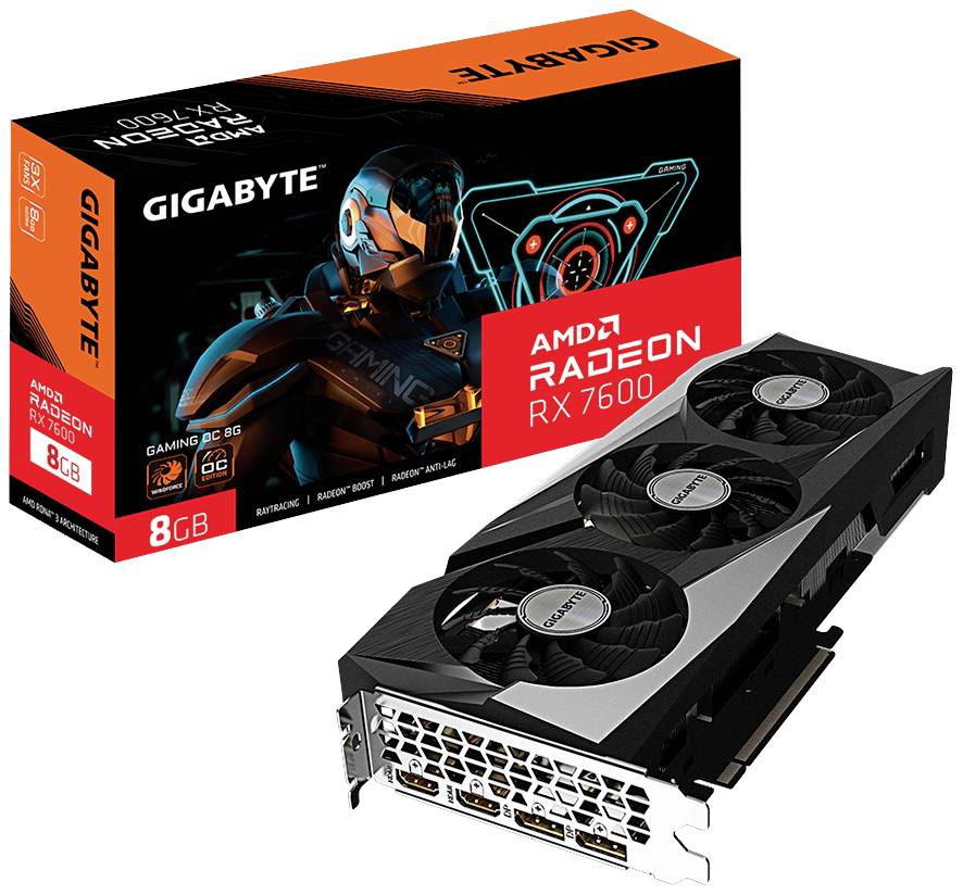 Gigabyte Grafikkarte AMD Radeon RX 7600 Gaming Overclocked 8 GB GDDR6-RAM DisplayPort, HDMI® Übertaktet / Overclocked